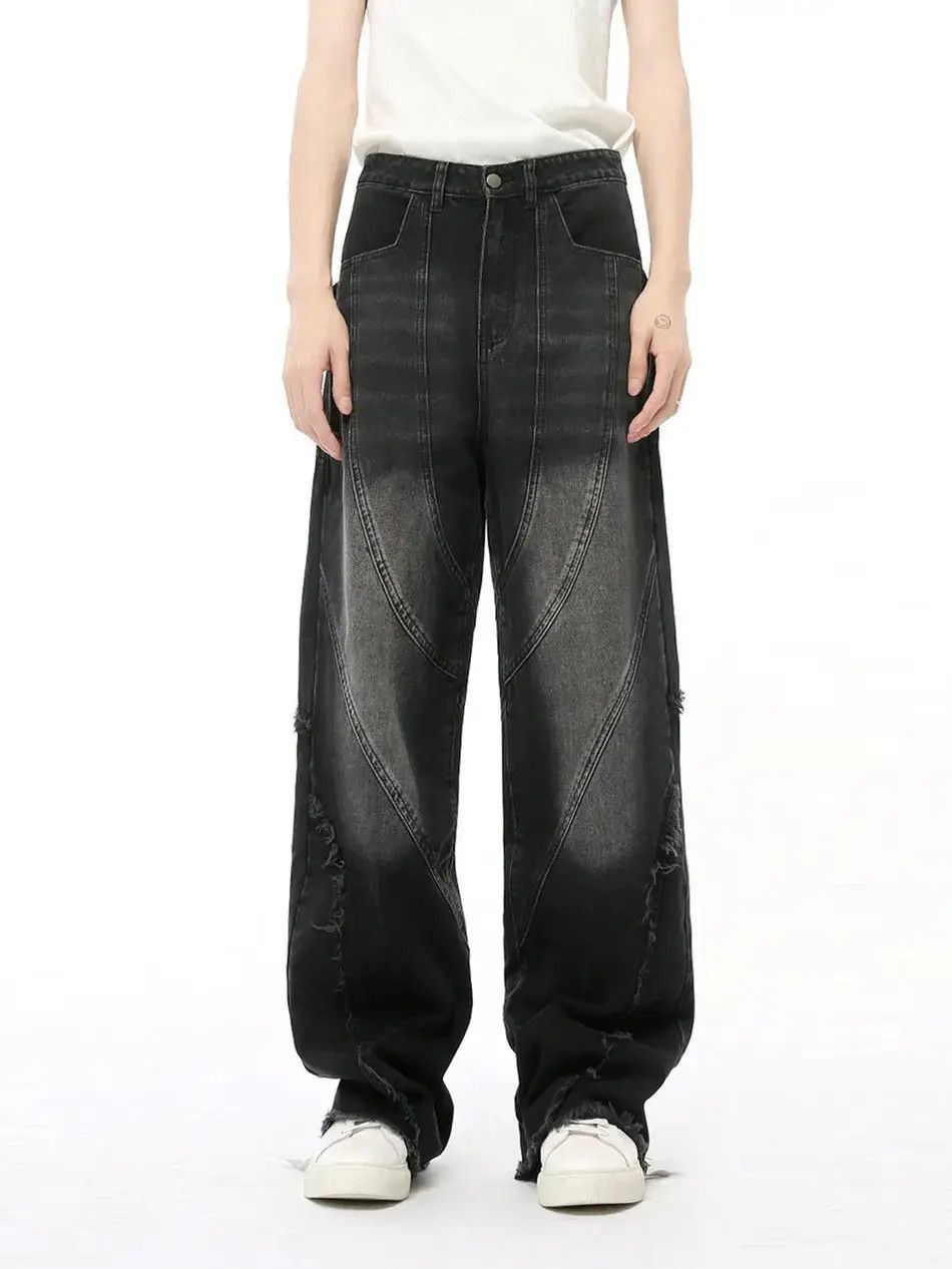 Japanese Brand Retro loose straight leg fringed jeans Size US 32 / EU 48 - 3 Thumbnail