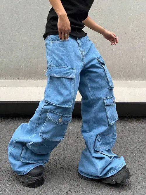 Designer washed faded cleanfit yuppie bootcut grunge cargo pants Size US 35 - 1 Thumbnail