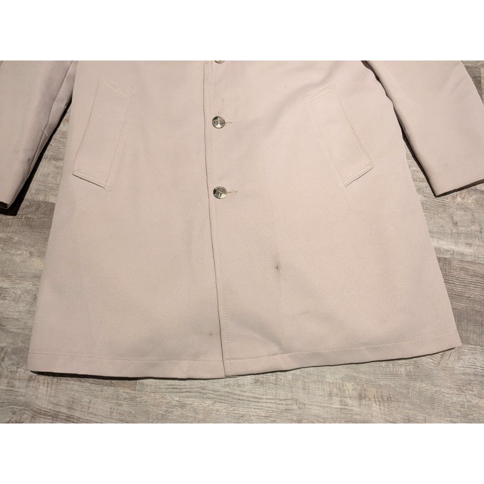 VINTAGE JC Penney Men's 46 Chelsea Coat The Men’s Shop Beige Faux Fur Lined Overcoat 1970s Mens