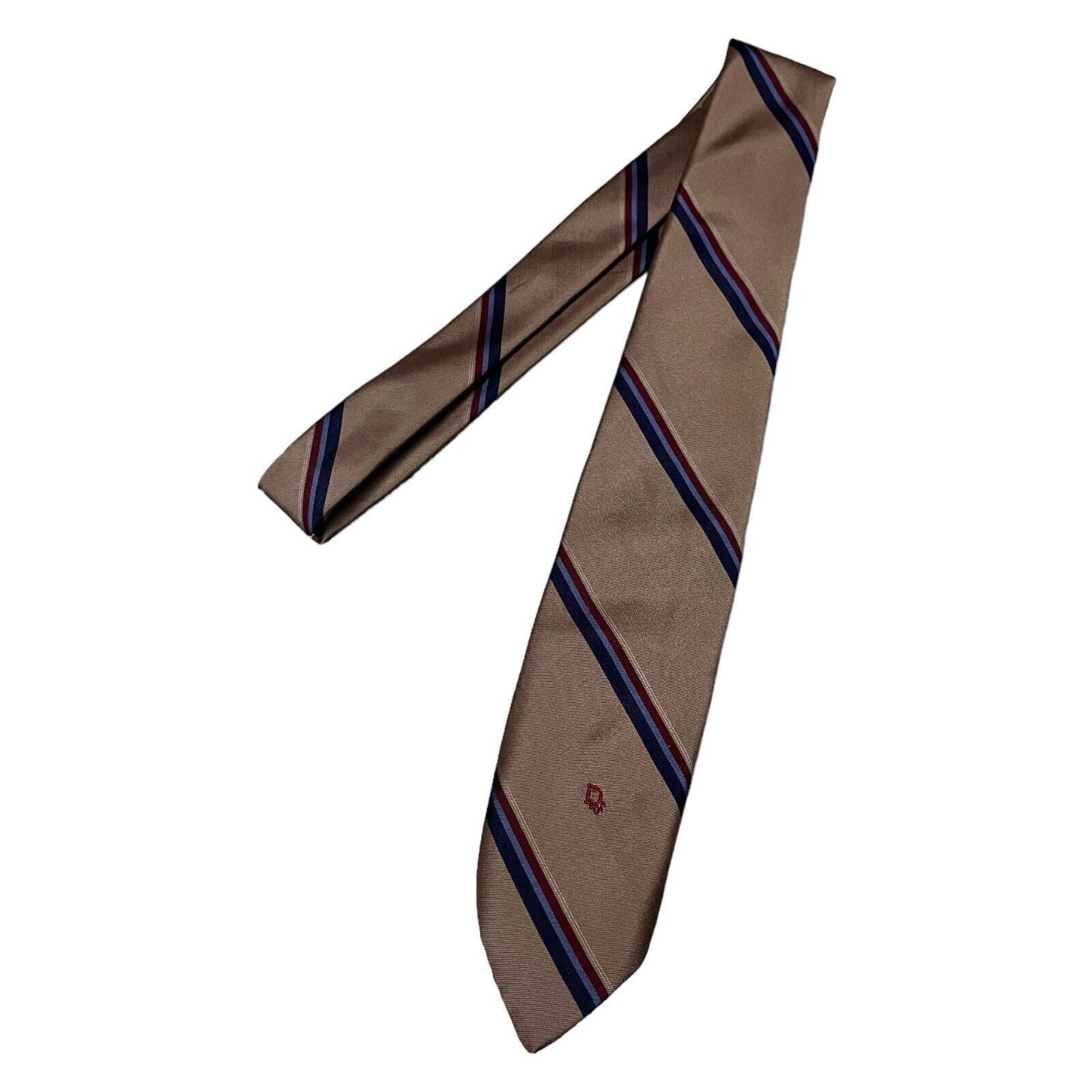 Dior Vintage 90s CHRISTIAN DIOR Luxury Designer Silk Brown Tie Size ONE SIZE - 1 Thumbnail