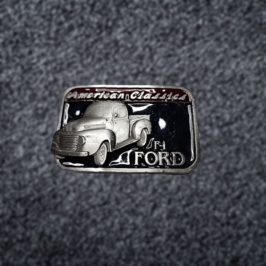 Ford VINTAGE Buckles of America Ford F-100 Enameled Belt Buckle Buckles of America Masterpiece USA Rockabilly Silver Men Belt Buckle Classic Cars Size ONE SIZE - 1 Thumbnail