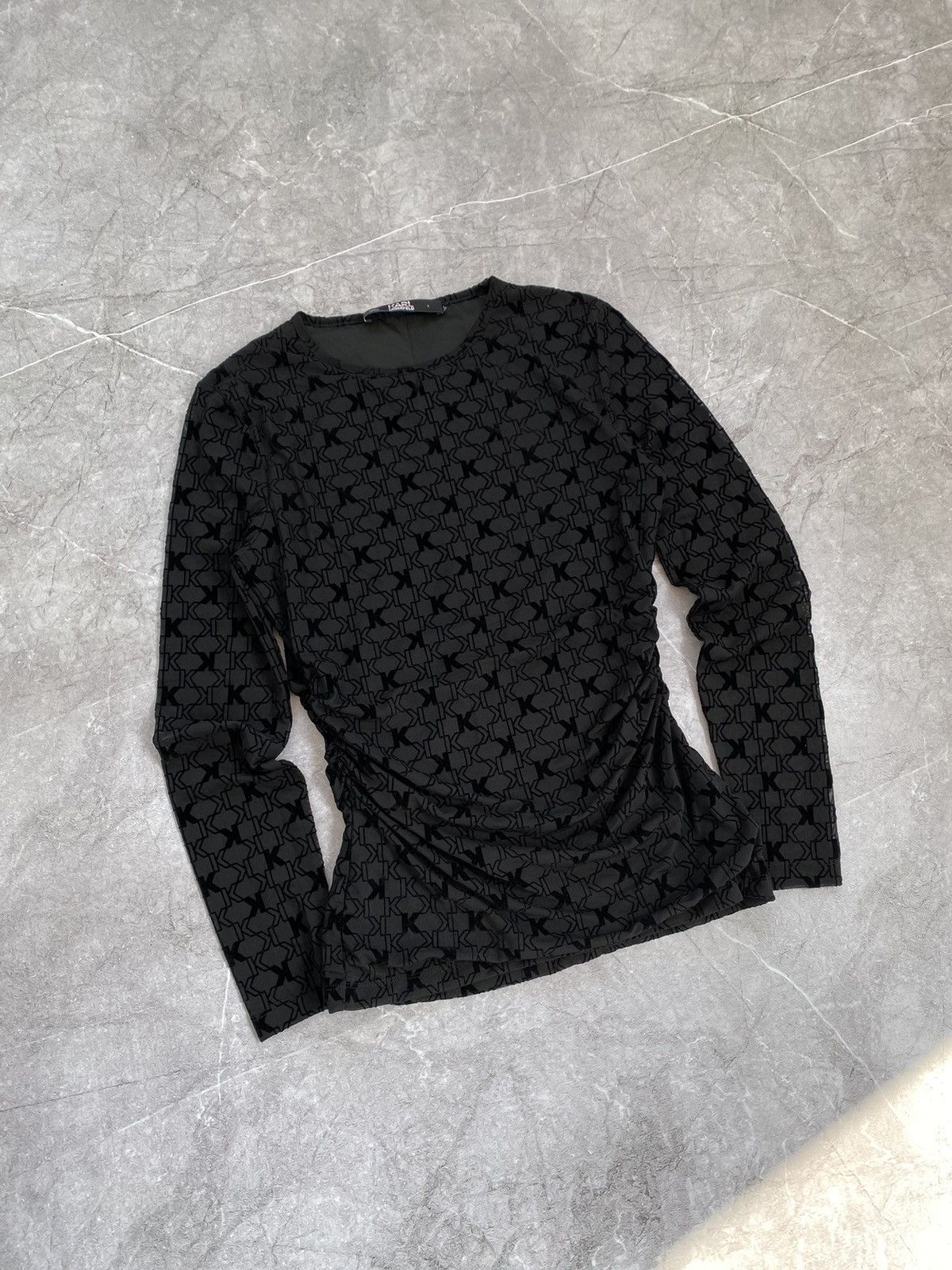 Karl Lagerfeld Karl Lagerfeld Paris Multi Logo Print Blouse Long Sleeves Size S / US 4 / IT 40 - 1 Thumbnail