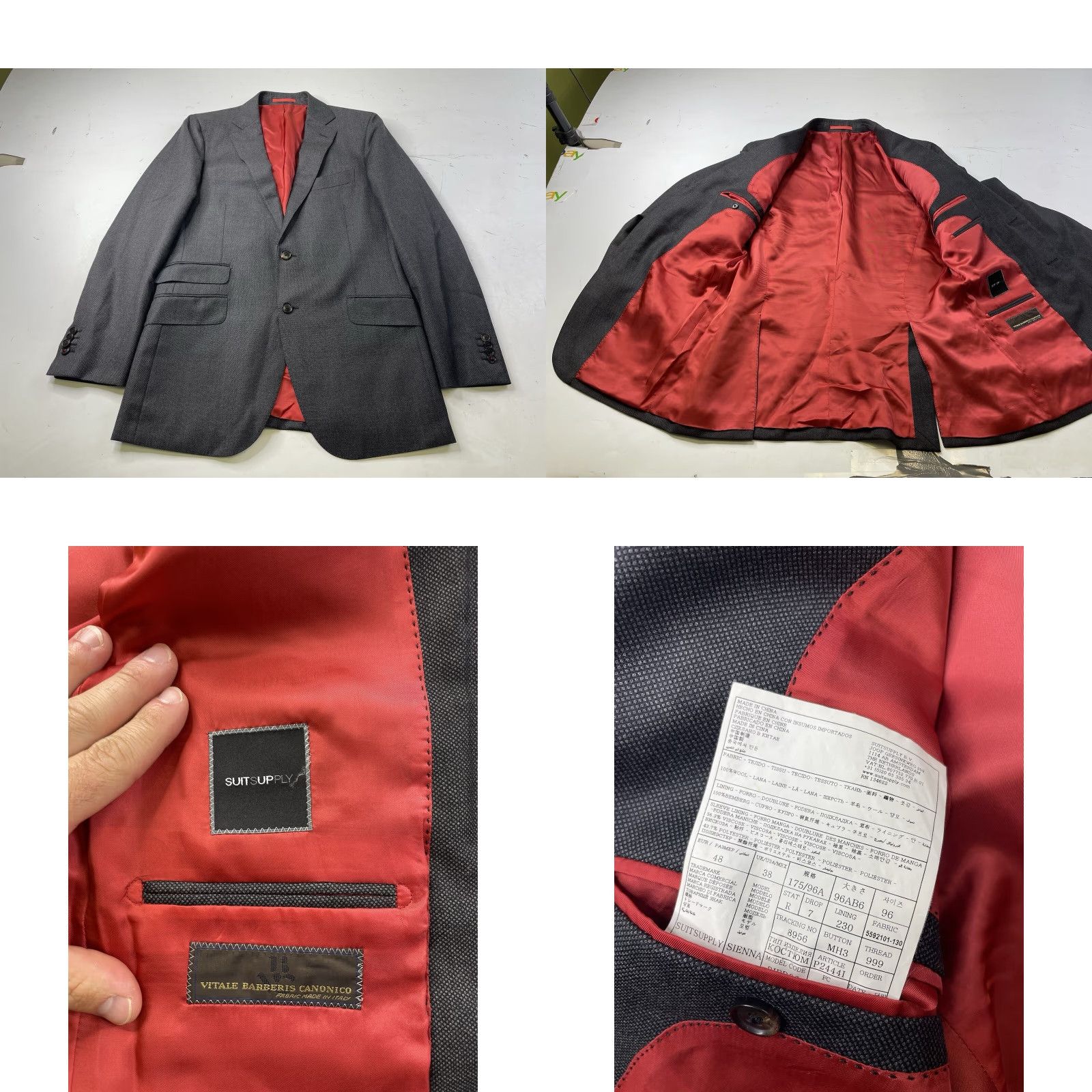 Suitsupply Suitsupply Sienna Suit Mens 38 Gray Wool Formal 2 Piece Jacket Pants Notch Lapel Double-Vented Slim Fit Regular Mens Size 38R - 8 Thumbnail