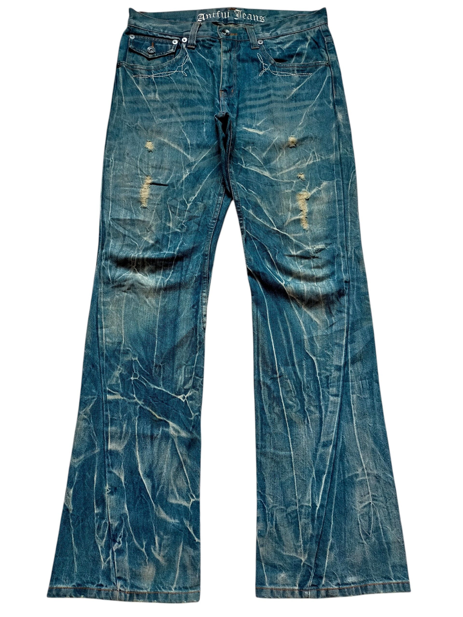 Le Grande Bleu (L.G.B.) Flare Antfui Jeans Acid Wash boot cut denim Size US 33 - 1 Thumbnail
