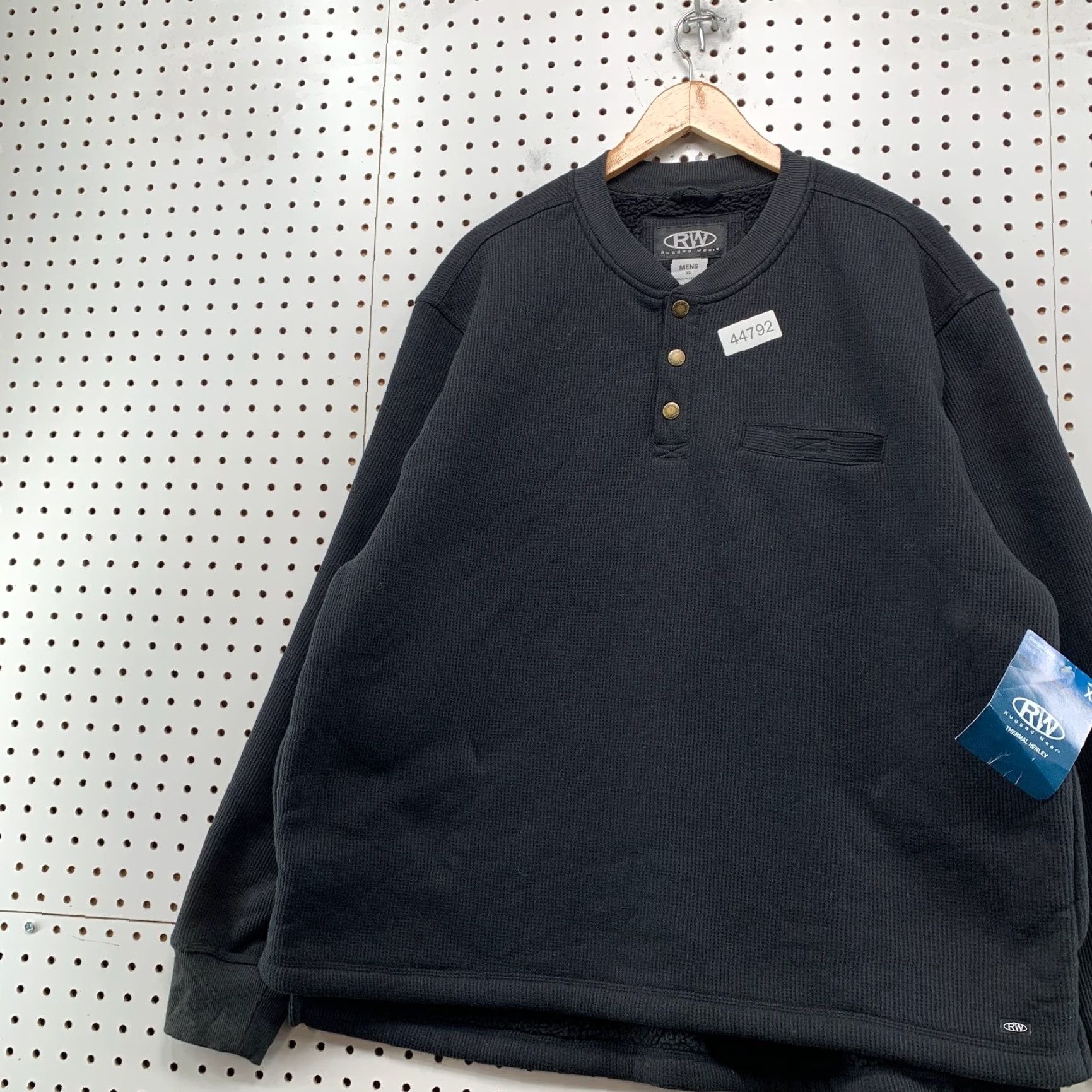 Vintage Rugged Wear Henley Sweatshirt Mens XL Black Lined Thermal Heavyweight Sherpa Thermal Size US XL / EU 56 / 4 - 2 Thumbnail