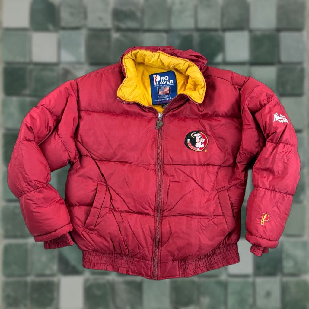 Pro Player VINTAGE Florida St Seminoles Pro Player Puffer Jacket Men Large Garnet Logo Hooded Full Zip Size US L / EU 52-54 / 3 - 1 Thumbnail