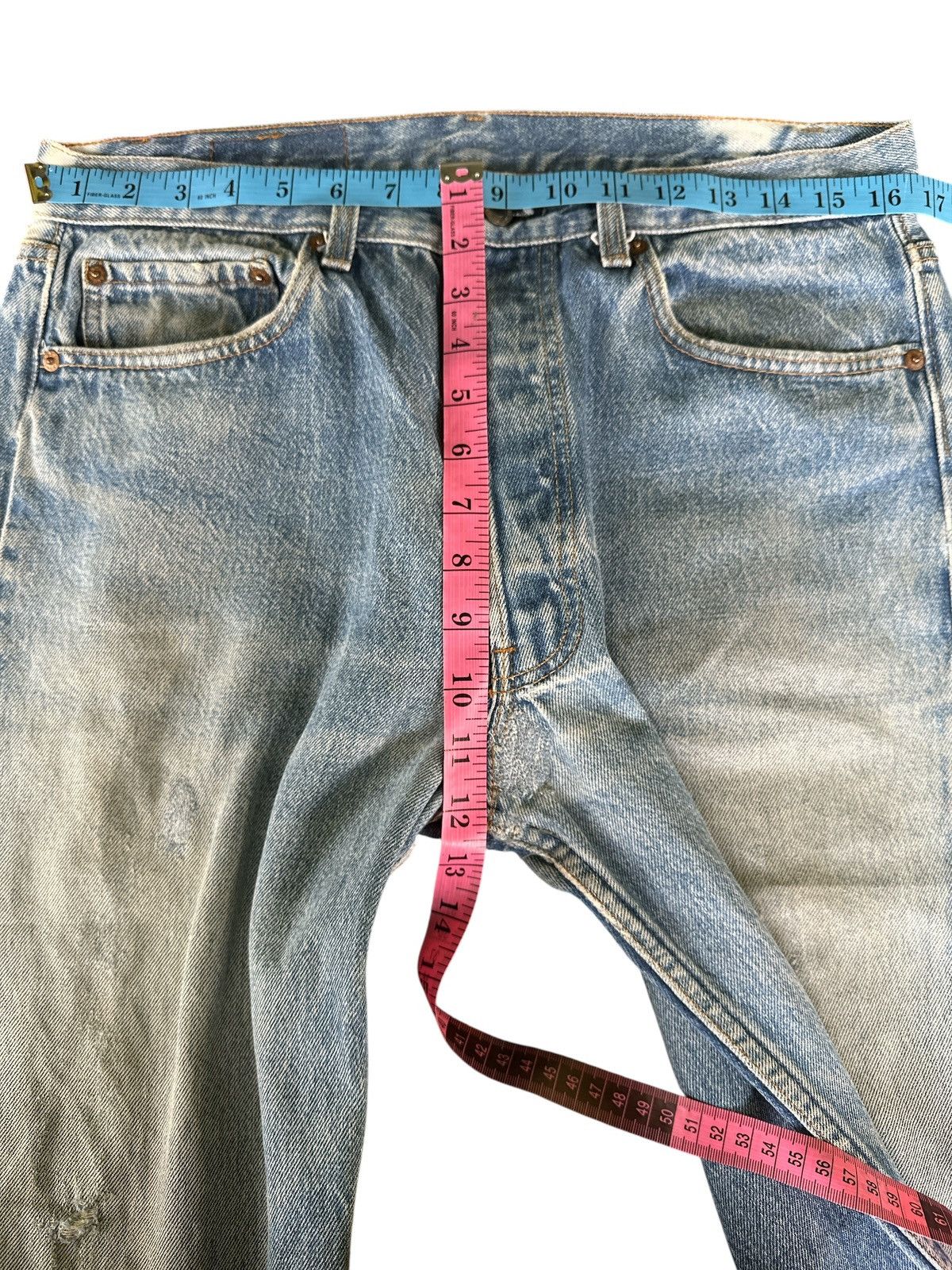 Levi's Distress Vintage Levis 80s Light Wash Black Button 33x44 Size US 33 - 3 Thumbnail
