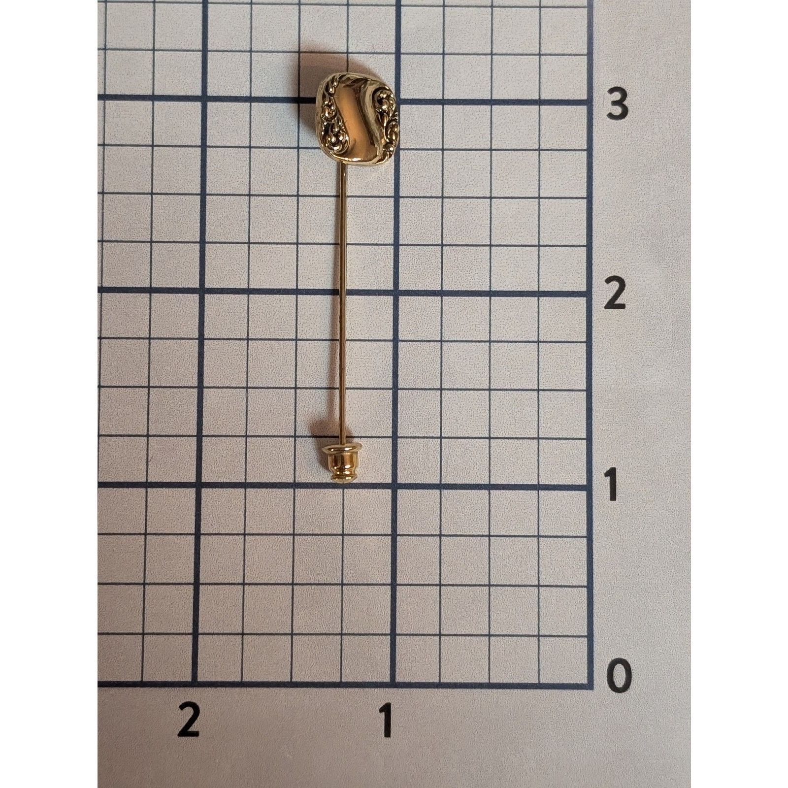 Vintage Pretty VTG 1980s Gold-Tone Square Swirl Pattern Stick Pin 2" Size ONE SIZE - 4 Thumbnail