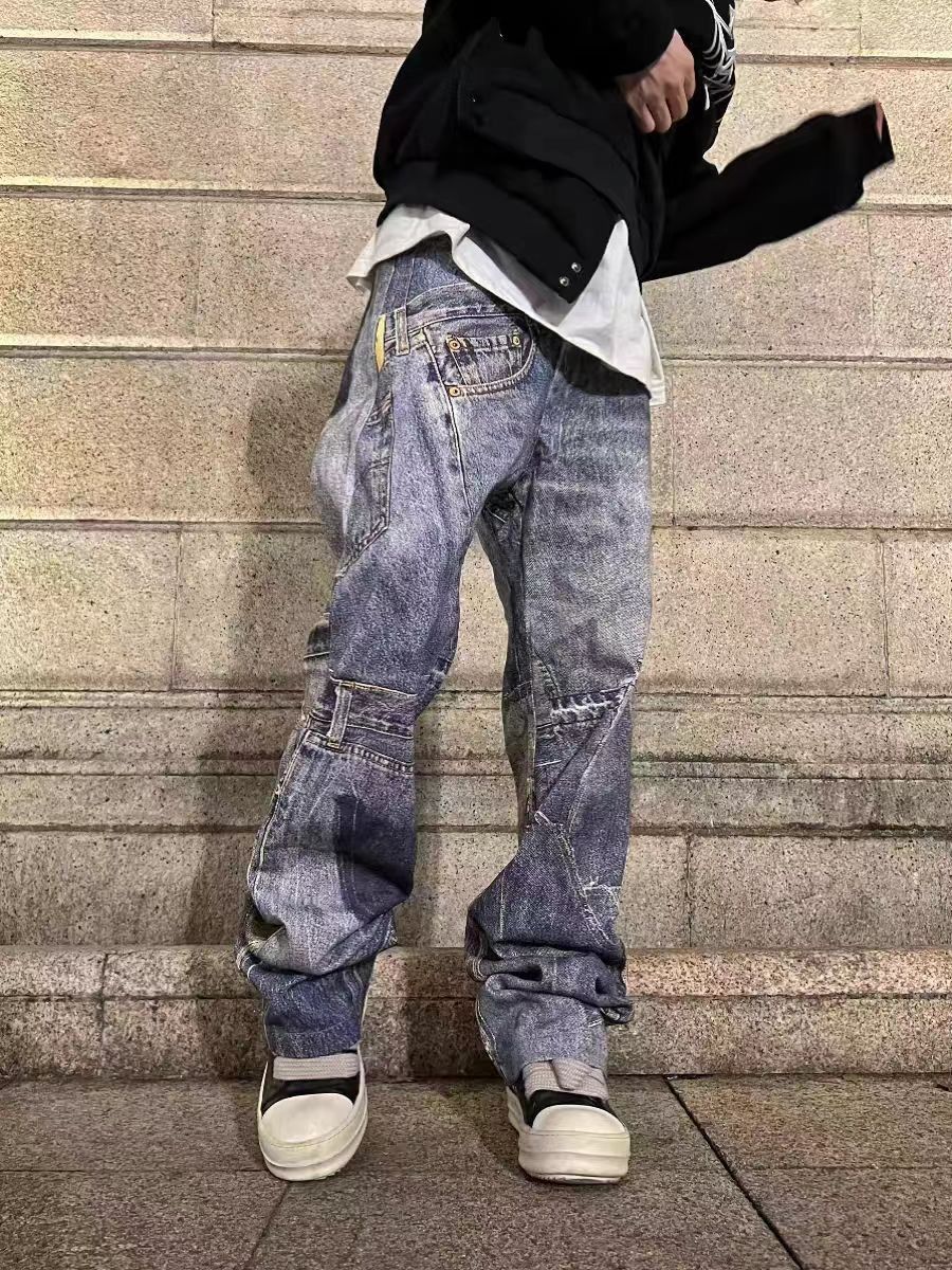 Japanese Brand × Vintage Vintage Street Digital Print Loose Casual Micro Flare Jeans Size US 32 / EU 48 - 1 Thumbnail