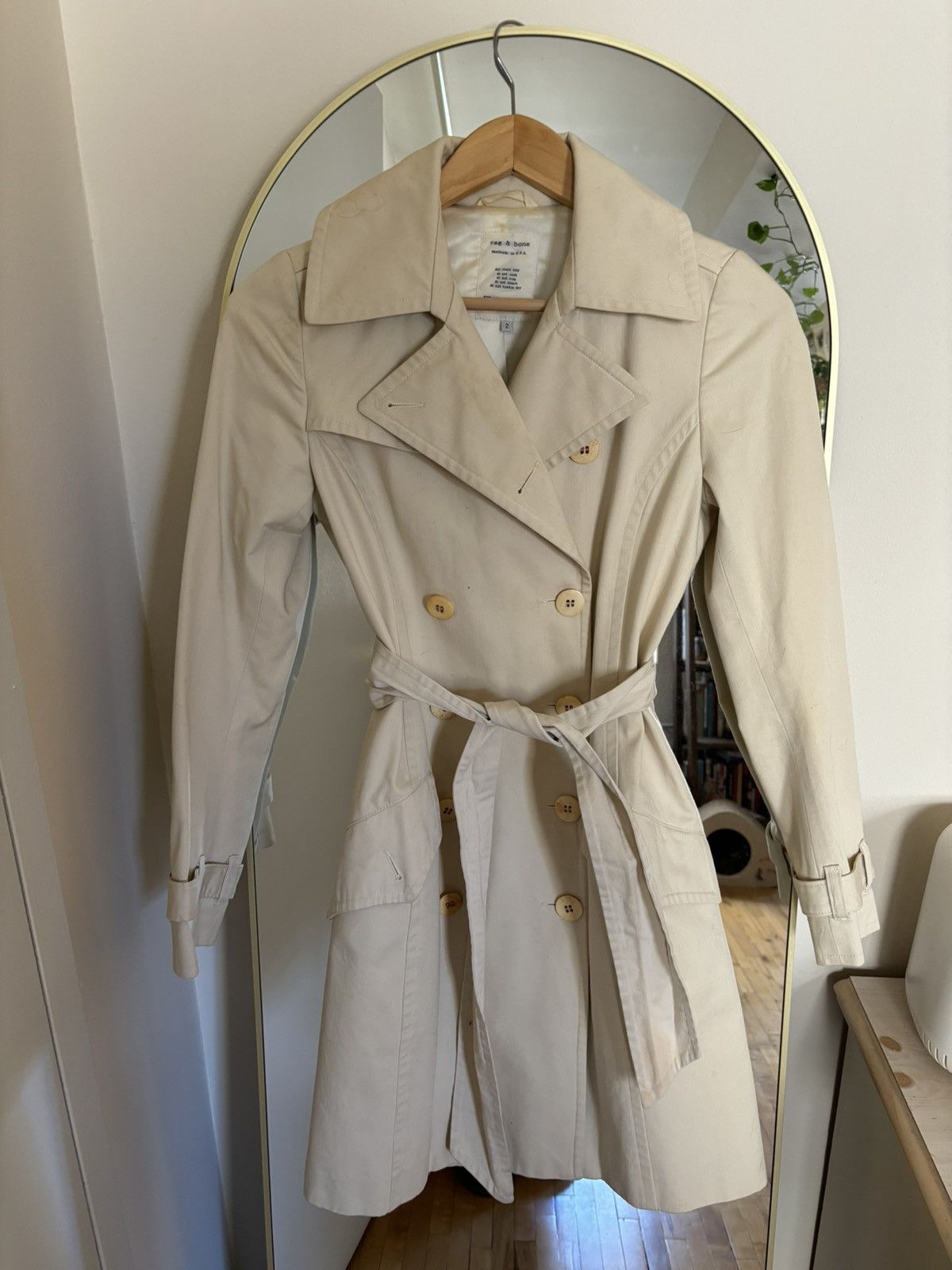 image of Rag Bone Rag & Bone Fitted Trench With Belt in Beige, Women's (Size XS)