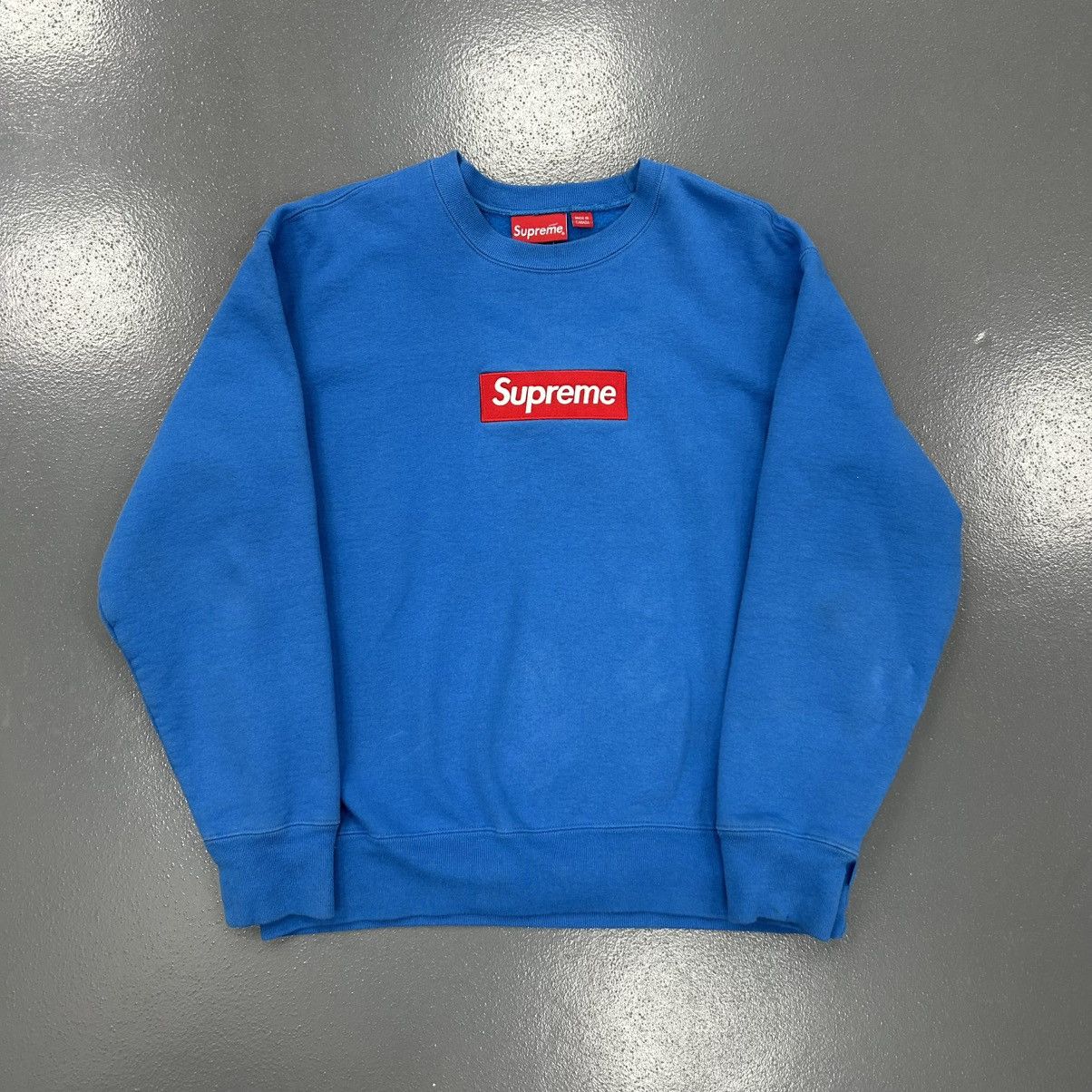 Supreme Navy Box Logo Crewneck | Grailed
