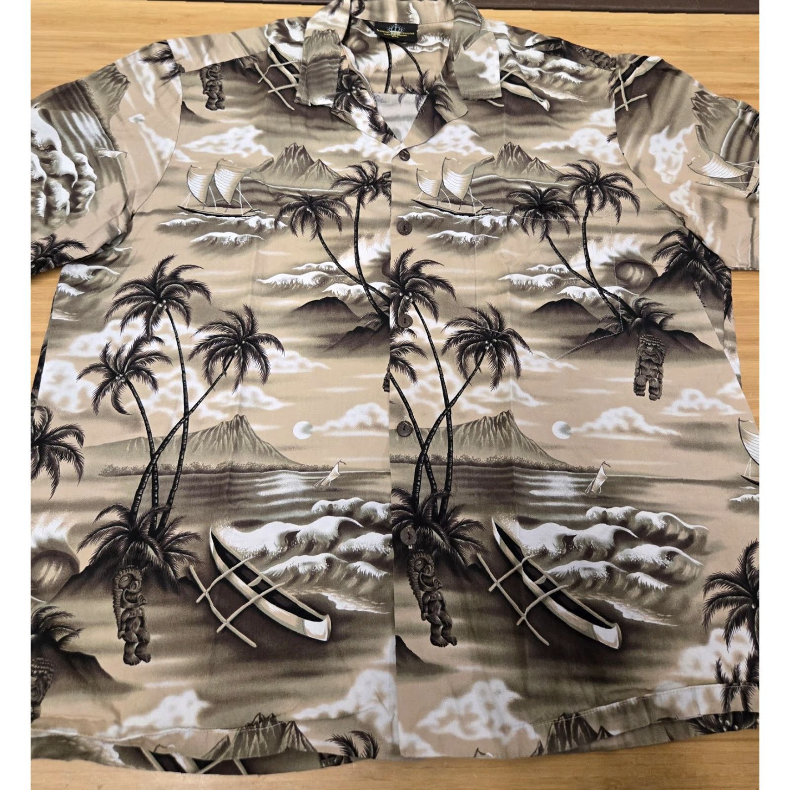 Vintage Royal Creations Shirt 2XL Mens Hawaiian Aloha Button Front Beige Made in Hawaii Size US XXL / EU 58 / 5 - 3 Thumbnail