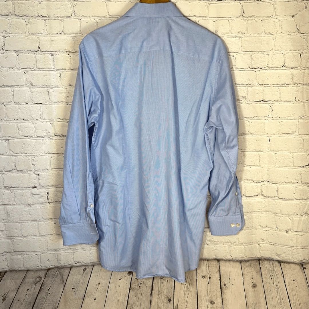 Eton ETON Shirt Mens Contemporary Blue Houndstooth Button Up Long Sleeve Cotton 41 16 Size US L / EU 52-54 / 3 - 7 Thumbnail