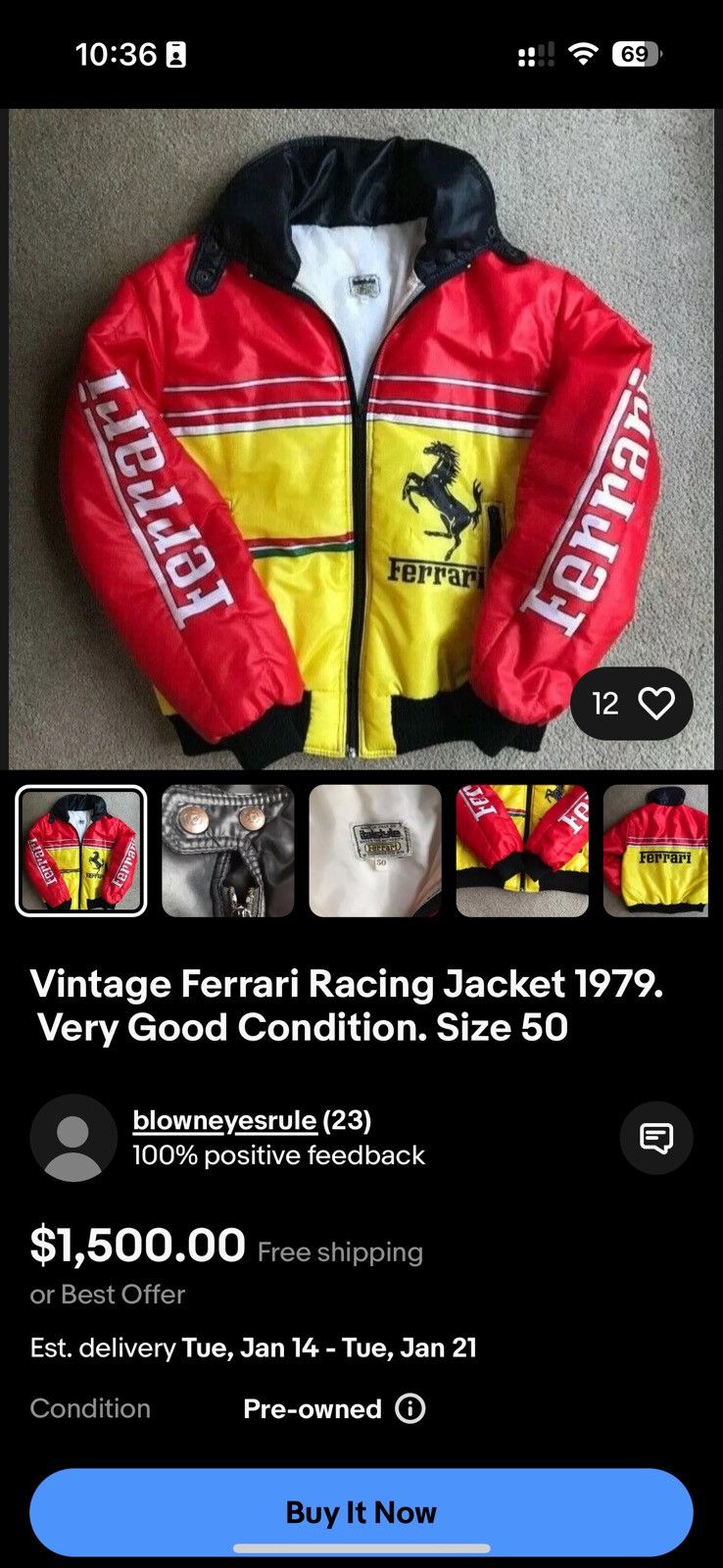 Vintage 🤯 FERRARI ISSUED RARE ⛽️ Size US L / EU 52-54 / 3 - 10 Thumbnail