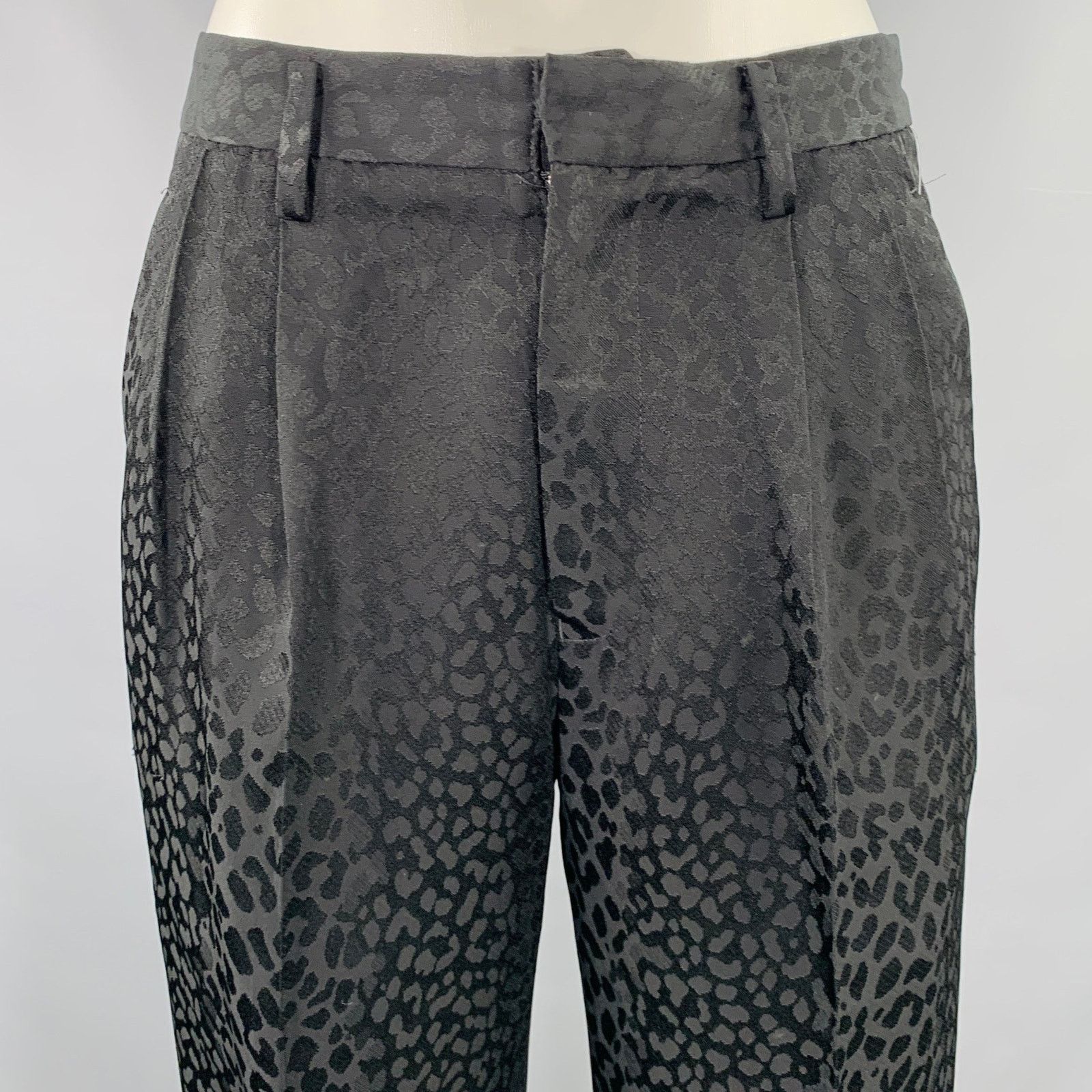 Noir Kei Ninomiya Size XS Black Triacetate Blend Jacquard Zip Fly Dress Pants Size 28" / US 6 / IT 42 - 2 Thumbnail