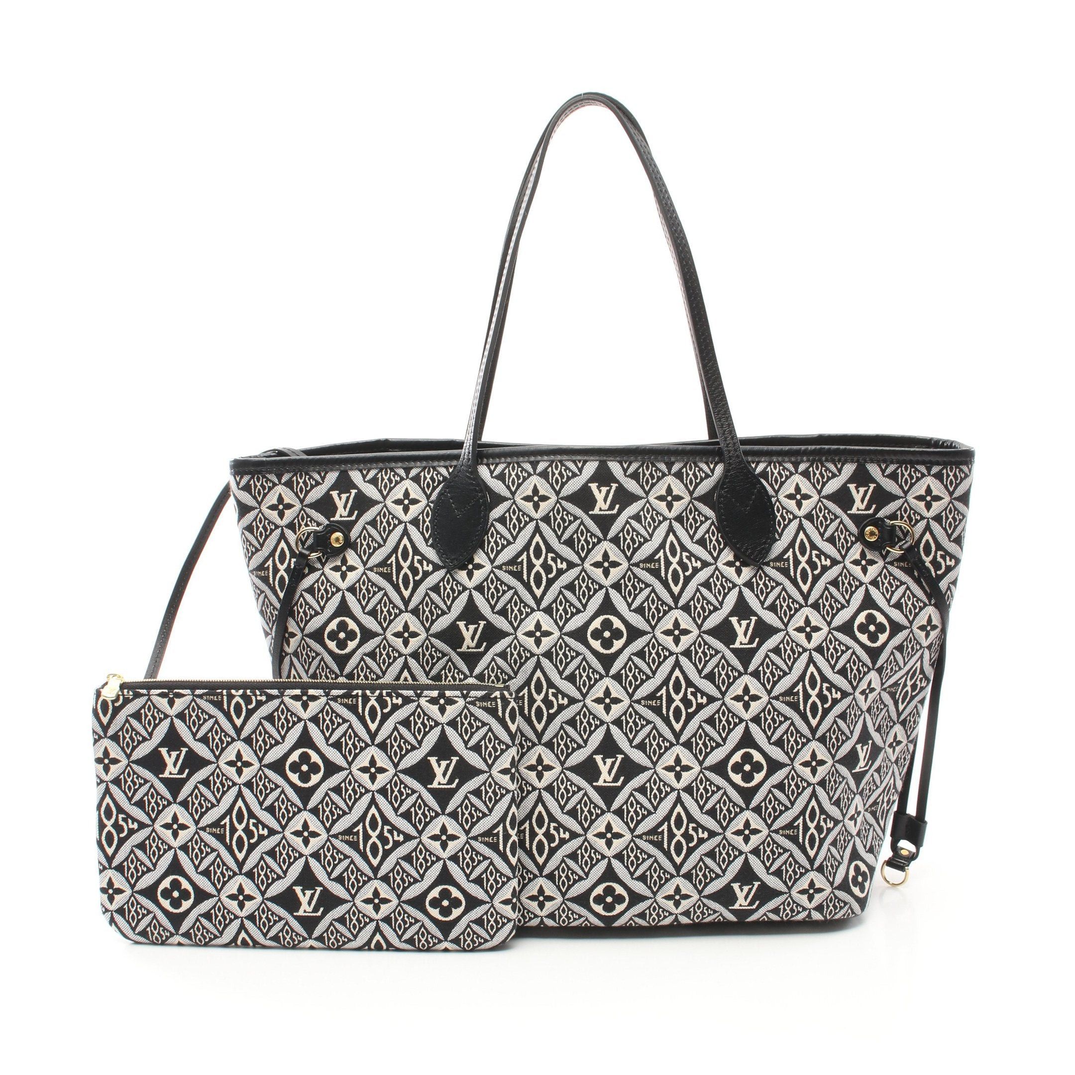 Louis Vuitton Louis Vuitton Neverfull Mm Monogram Jacquard Since1854 Shoulder Bag Tote Canvas Leather Black Ivory Light Gray Size ONE SIZE - 1 Thumbnail