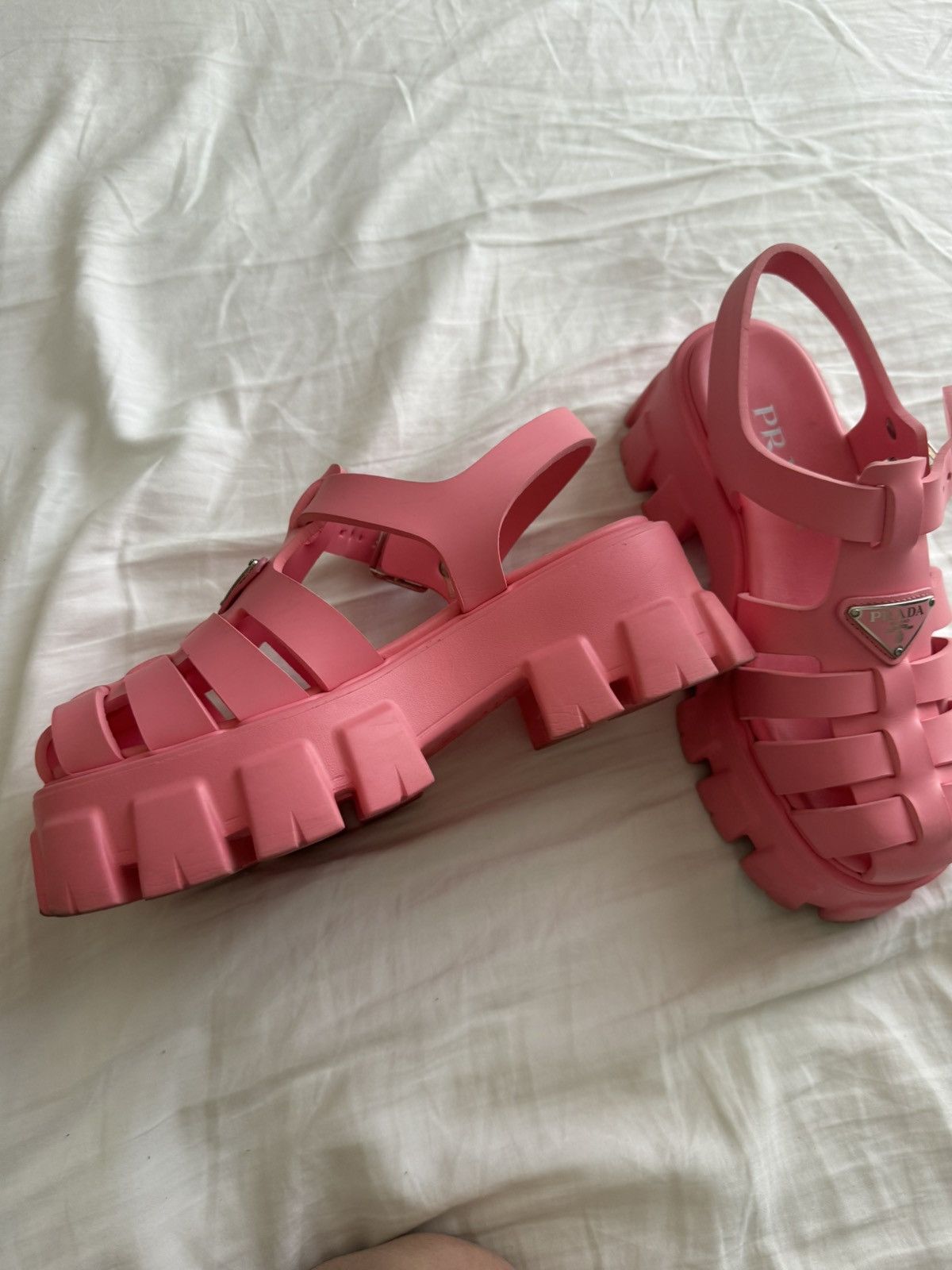 Prada Prada Monolith Rubber Sandals Pink Triangle Size US 6.5 / IT 36.5 - 3 Thumbnail