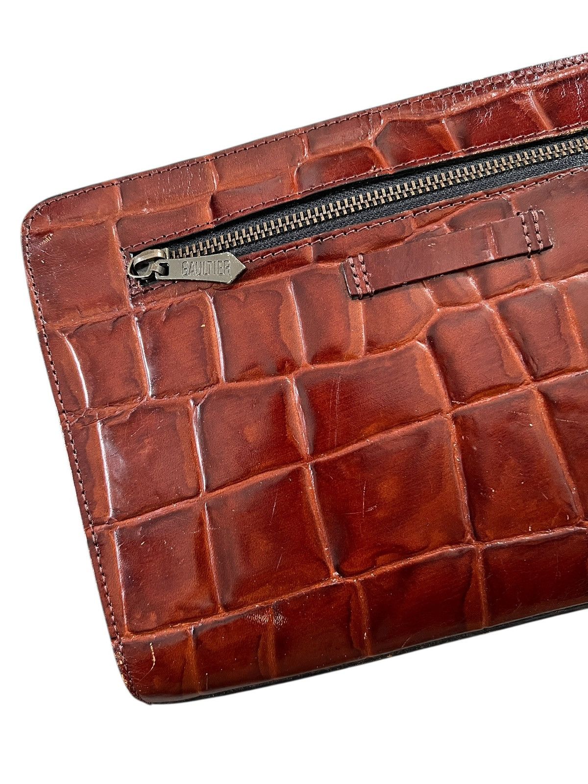Jean Paul Gaultier 1990s JPG Homme Croc Pattern Leather Clutch Bag Size ONE SIZE - 9 Thumbnail