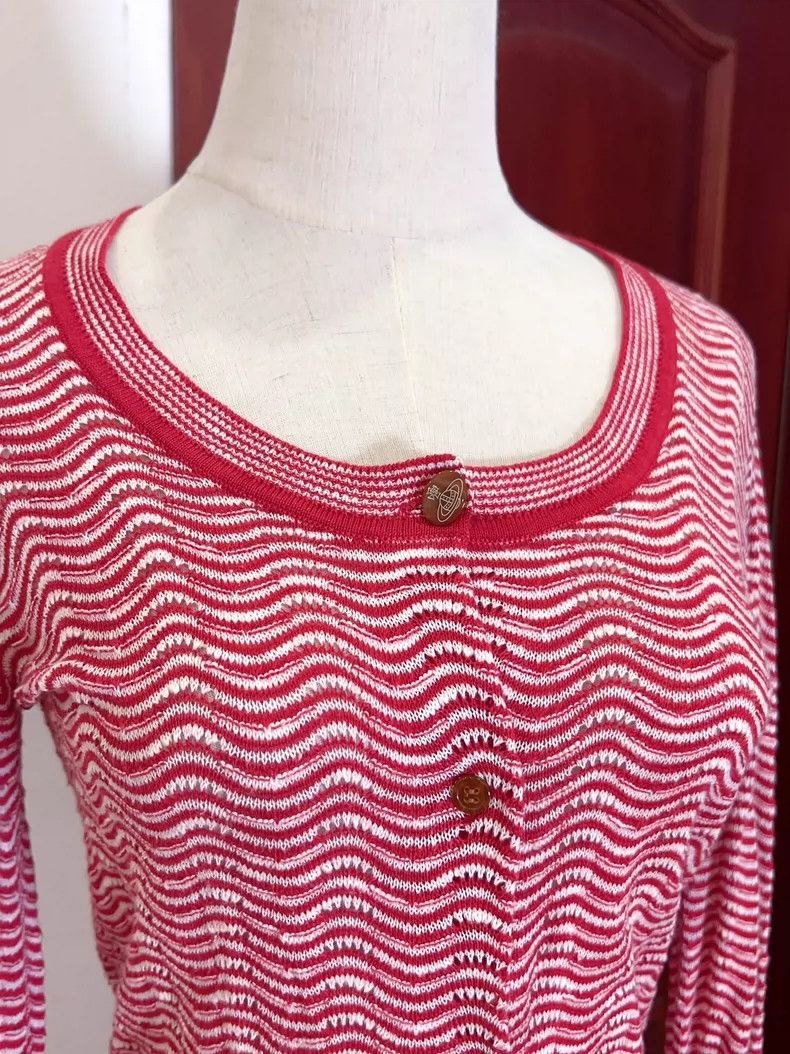 Vivienne Westwood Vivienne Westwood Red wavy knit top Size M / US 6-8 / IT 42-44 - 2 Thumbnail