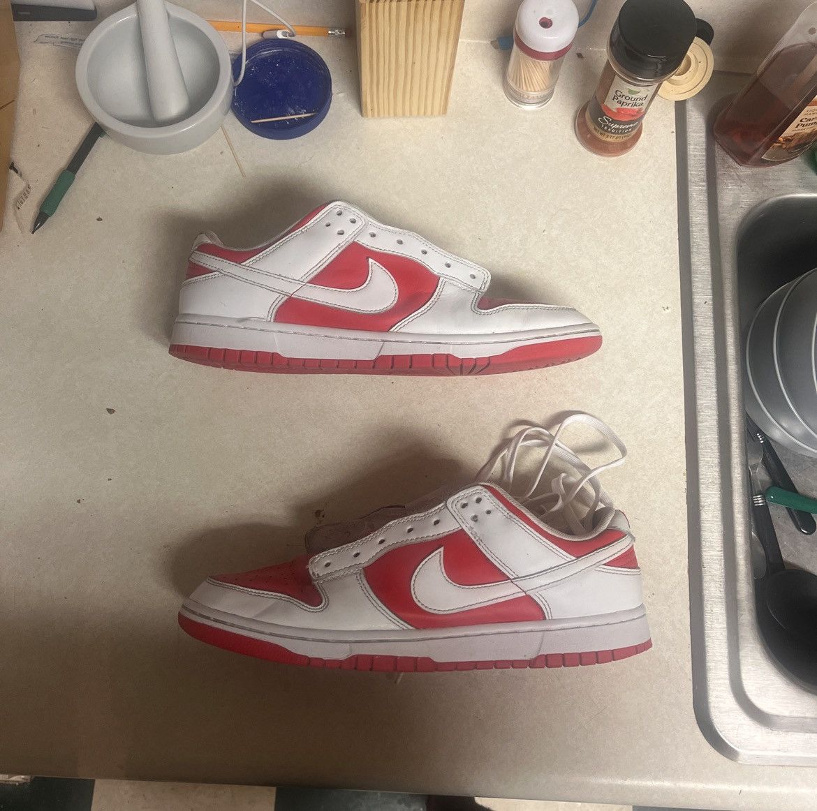 image of Nike Dunk Low Championship Red Shoes, Men's (Size 11.5)