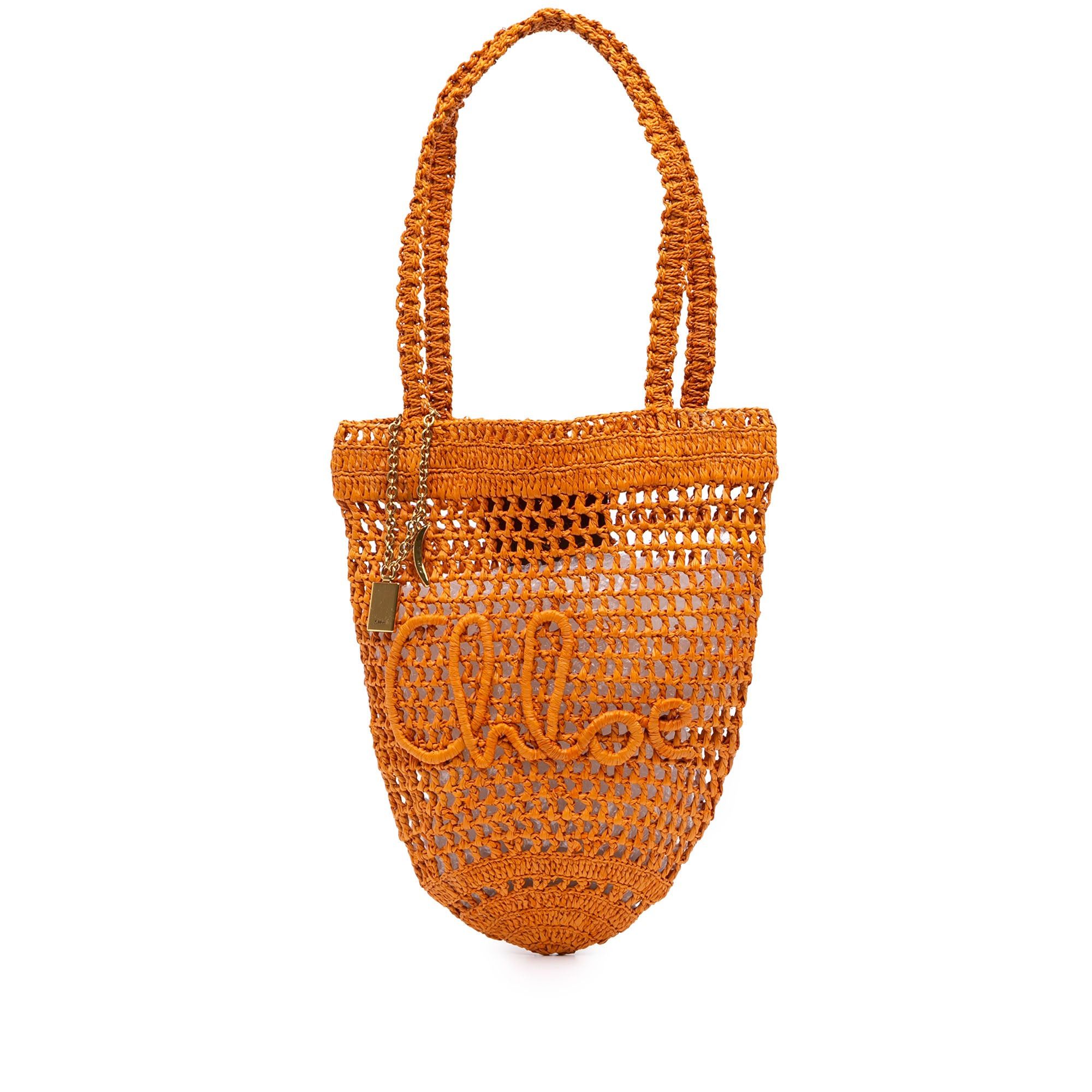 Chloe Raffia Embroidered Logo Summer Banana Tote Size ONE SIZE - 1 Thumbnail