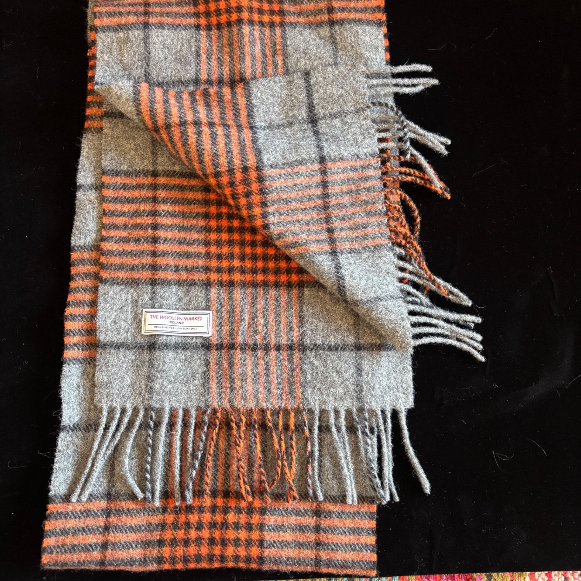 Other The Woolen Market Ireland Wool Plaid Scarf Gray Orange Tarta Size ONE SIZE - 1 Thumbnail