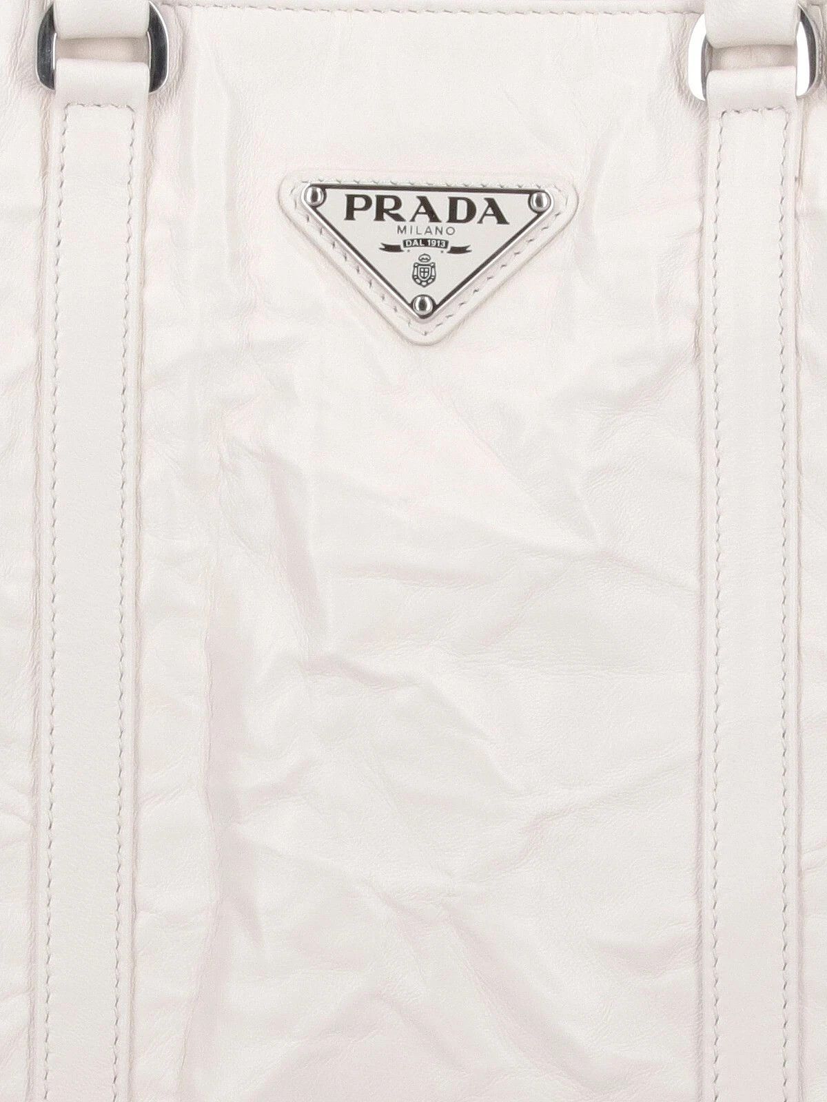 Prada PRADA White Leather Tote Bag New Size ONE SIZE - 4 Thumbnail