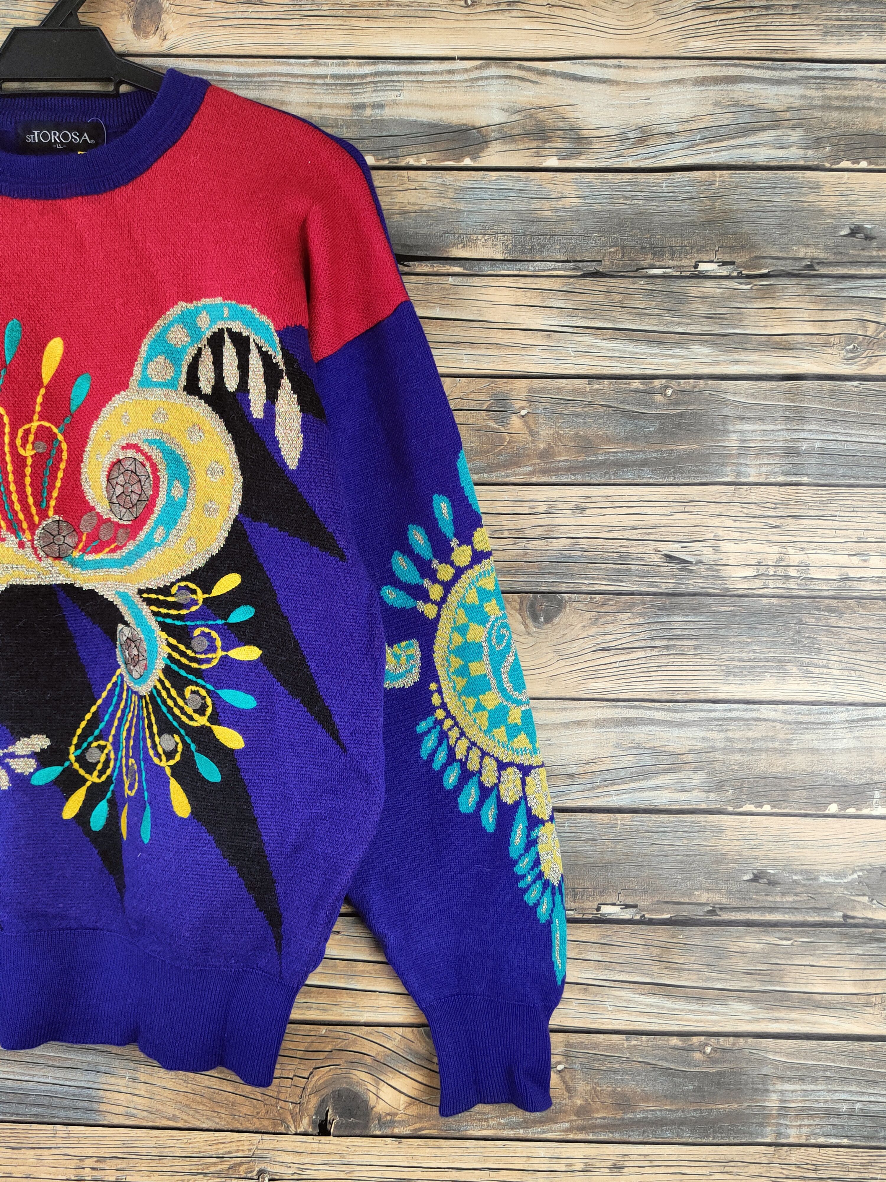 Japanese Brand DL St.Torosa Purple Red Knitwear Sweatshirts #46-384 Size L / US 10 / IT 46 - 6 Thumbnail