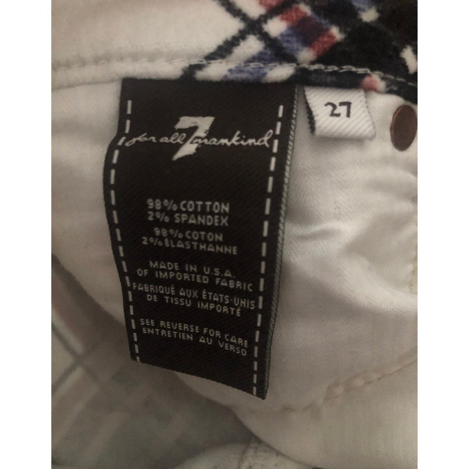 7 For All Mankind 7 for all mankind Skinny Cream Velvet Black Plaid Pants 27 Size 27" / US 4 / IT 40 - 7 Thumbnail