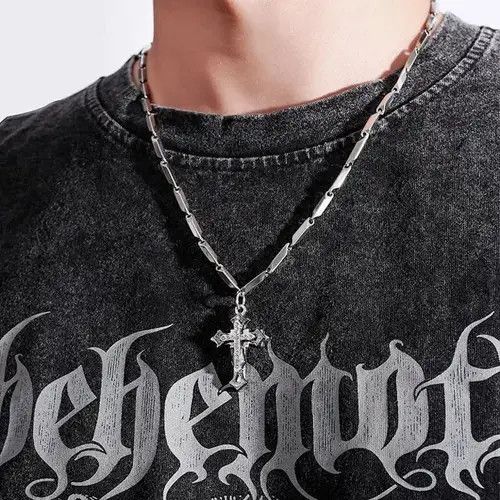 Japanese Brand Titanium Steel Cross Pendant Necklace for Men Women Size ONE SIZE - 1 Thumbnail