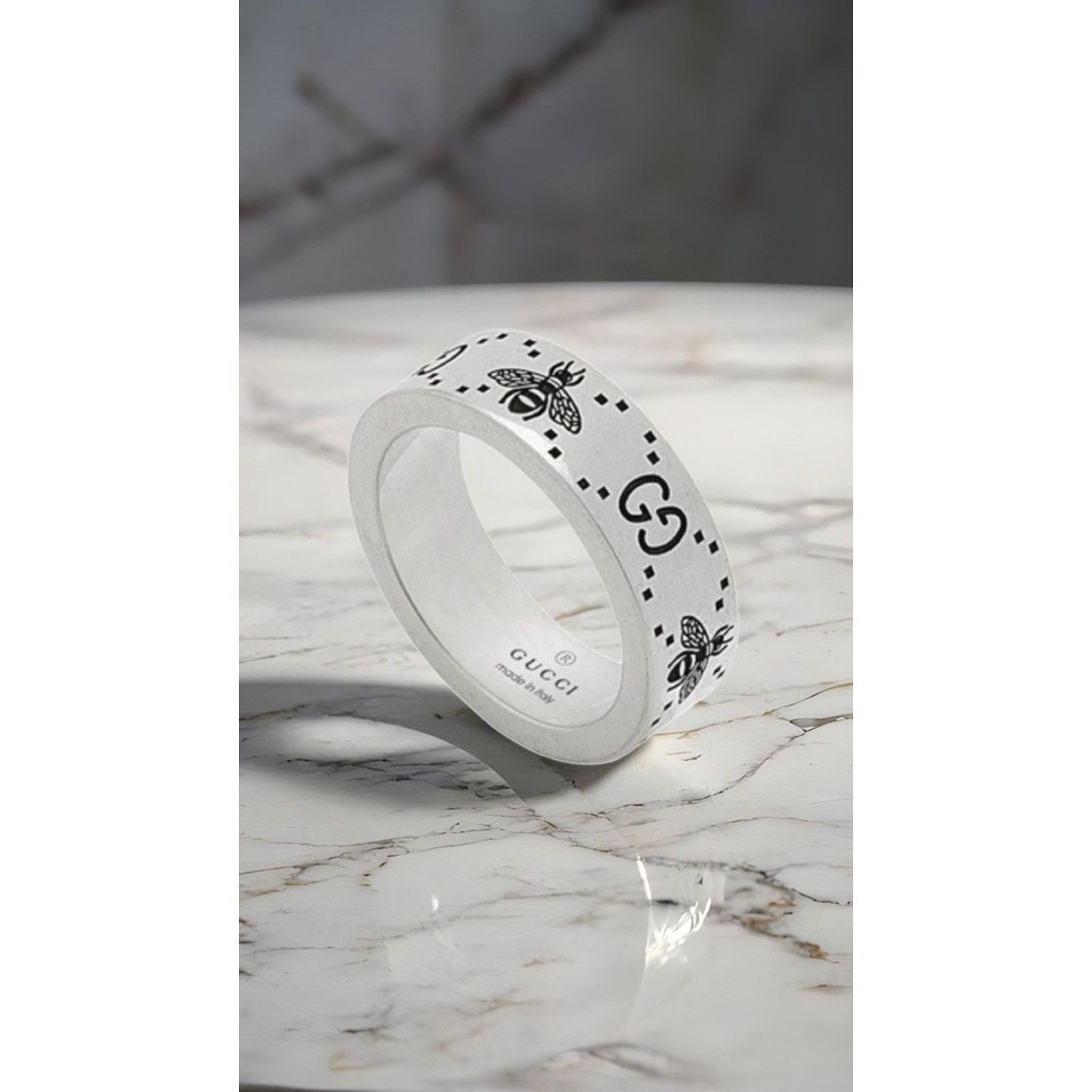Gucci Women's Gucci Silver and Black Bee Ring Size ONE SIZE - 1 Thumbnail