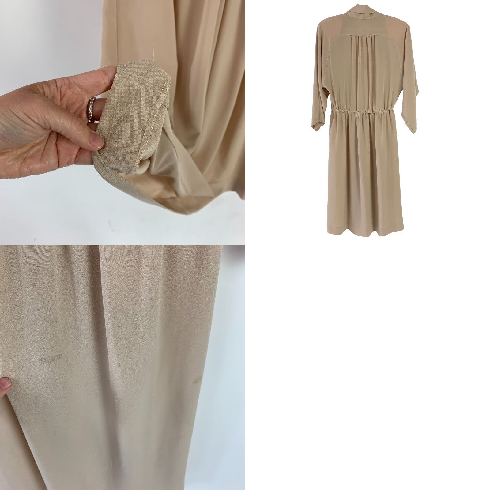 Vintage VINTAGE Adolph Schuman For Lilli Ann Tan Secretary Cocktail Dress 40" Chest 18 46" Blouson Shoulder Pads Womens Size 4XL / US 24-26 - 8 Thumbnail