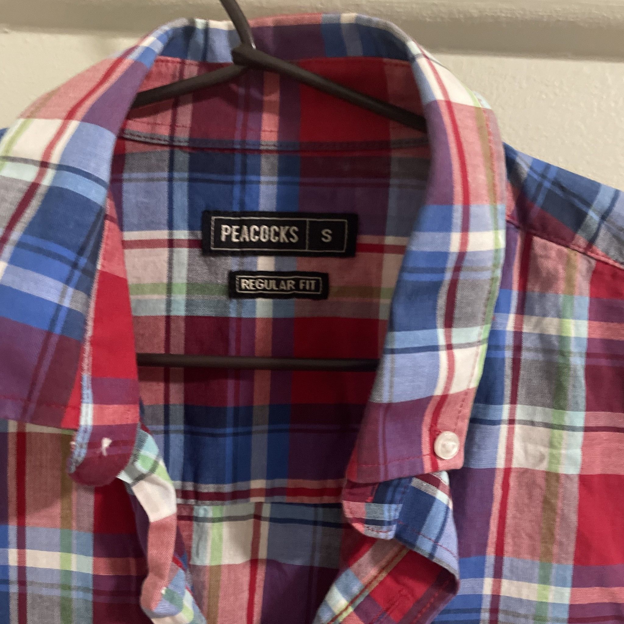 Other Peacocks Men's Short Sleeve Plaid Button-Down Shirt Size US S / EU 44-46 / 1 - 2 Thumbnail