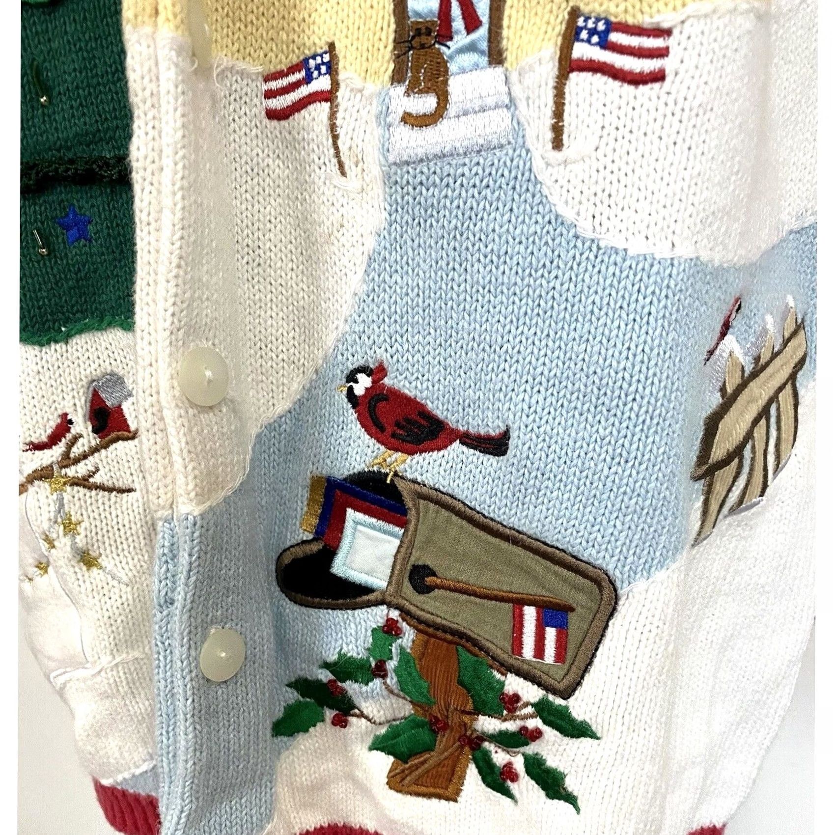 Quacker Factory Quacker Factory Cardigan Sweater Christmas Long Sleeve Womens 1X Multicolor Winter Santa Angels Peace - Mens? Size XL / US 12-14 / IT 48-50 - 4 Thumbnail
