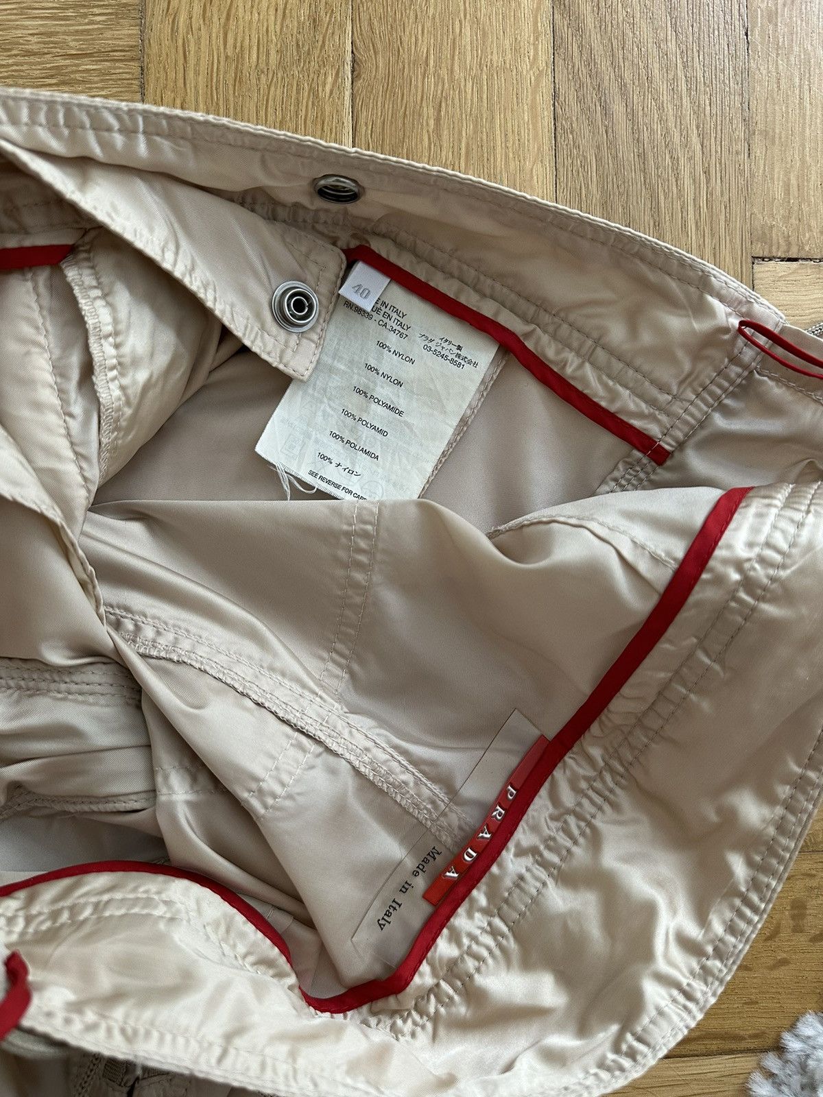 Prada Vintage Nylon Archive Bondage Zipper Laced Cargo Pants