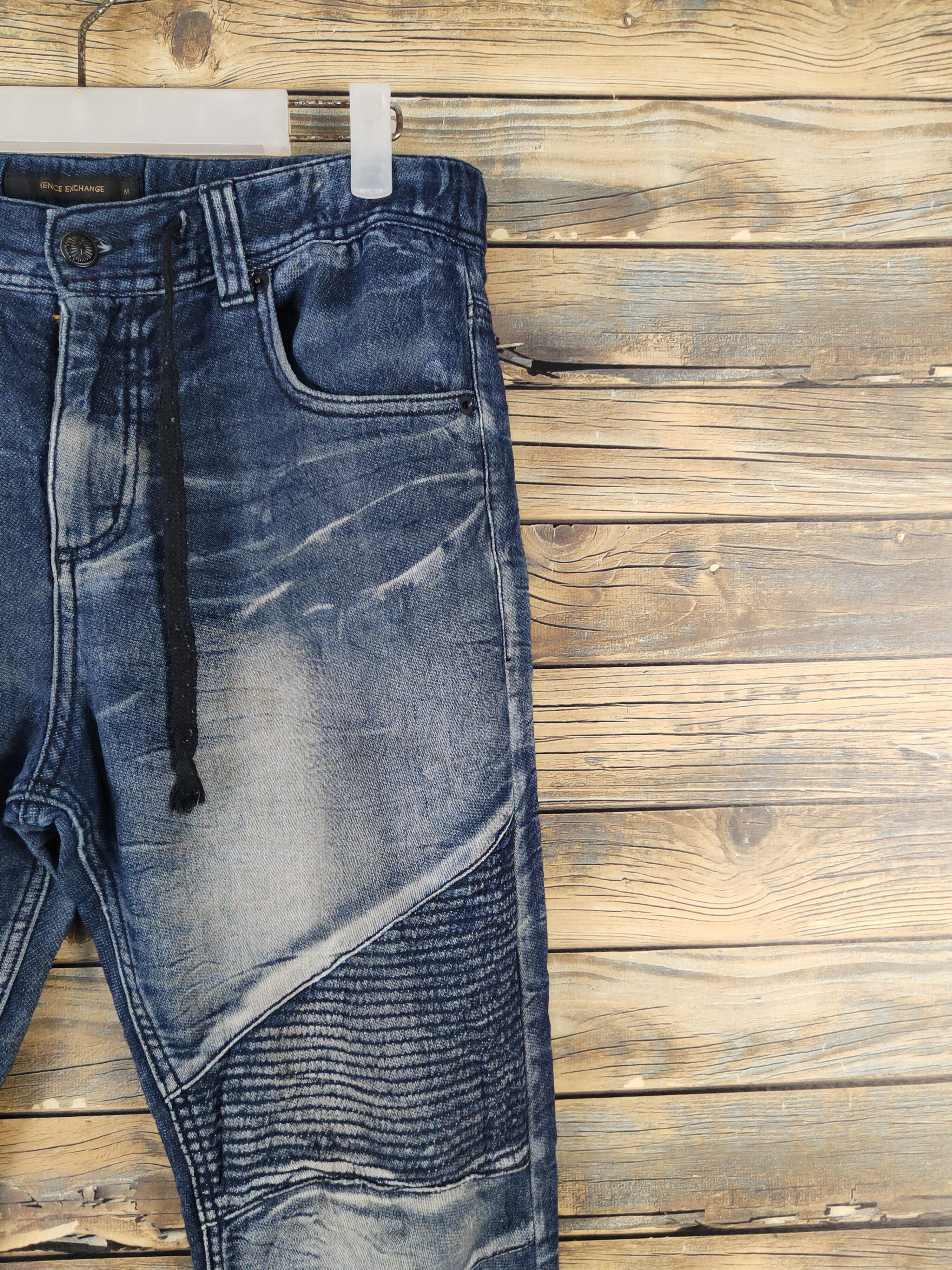 Japanese Brand Vence Exchange Blue Distressed Ripped Jogger Jeans #W2079 Size US 31 - 5 Thumbnail