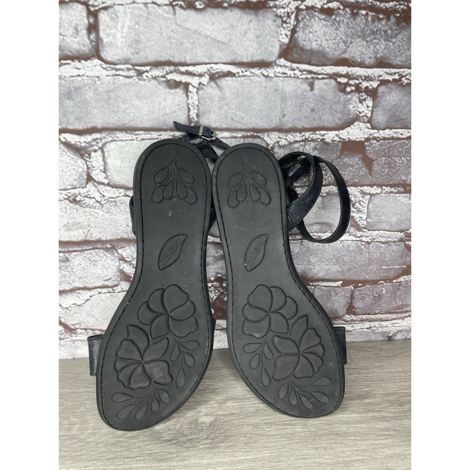 Born Born Handcrafted Black Leather Open Toe Ankle Strap Flats Sa Size US 8 / IT 38 - 19 Thumbnail