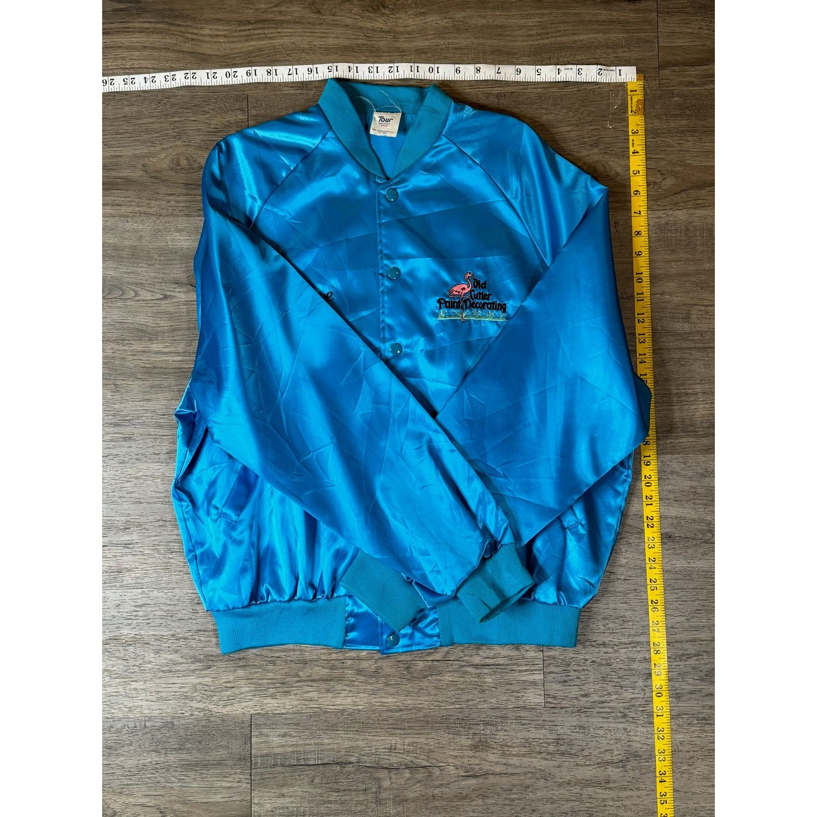Vintage Vintage Satin Jacket "Steve" Embroidered Flamingo 80s Style Size US L / EU 52-54 / 3 - 6 Thumbnail