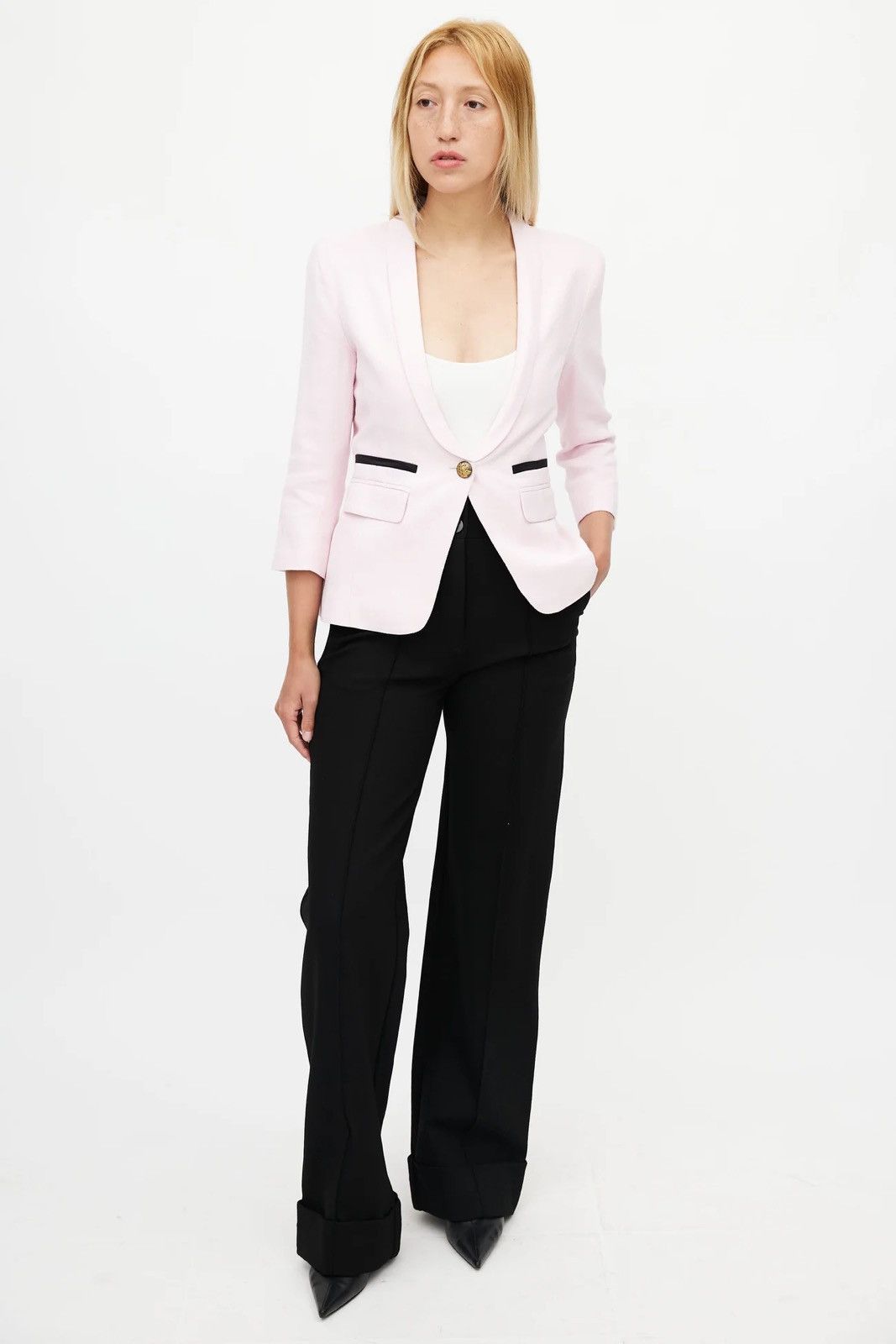 image of Revolve Smythe Duchess Pink And Black Blazer, Women's (Size Large)