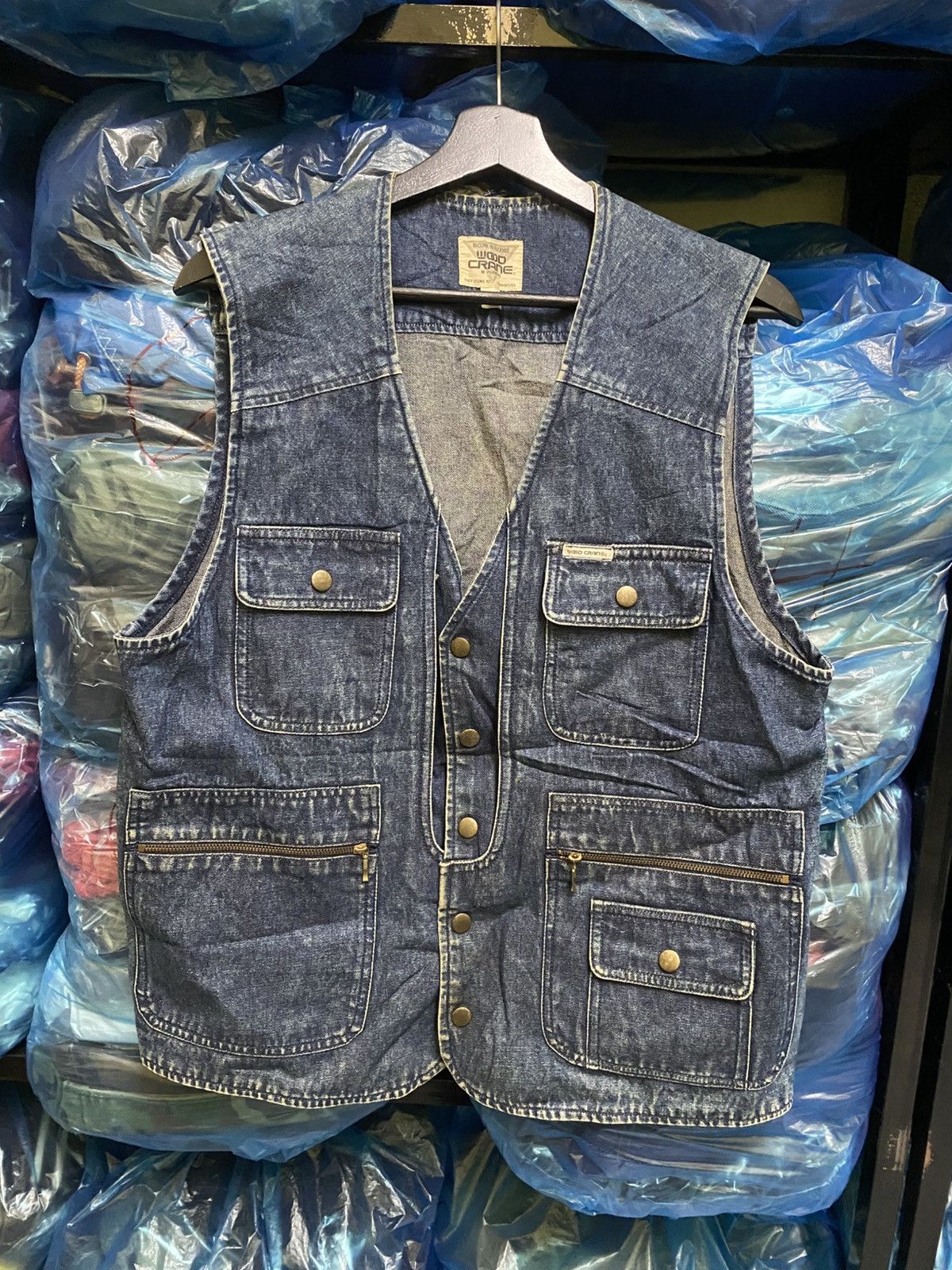 Japanese Brand VINTAGE 90s WOOD CRANE UTILITY DENIM VEST JACKET Size US L / EU 52-54 / 3 - 3 Thumbnail