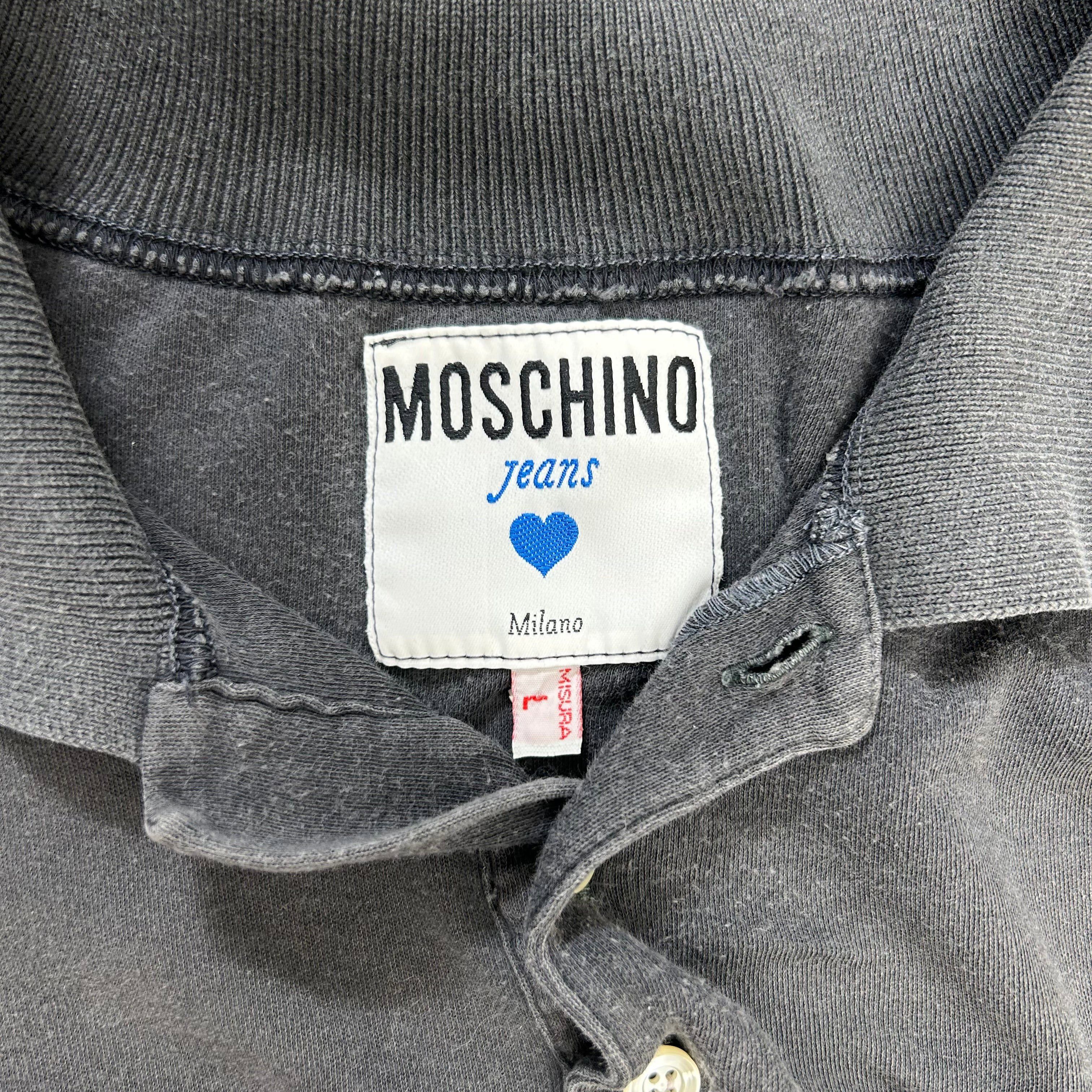 Moschino Moschino Vintage Grey Washed Graphic Polo Size US XL / EU 56 / 4 - 4 Thumbnail