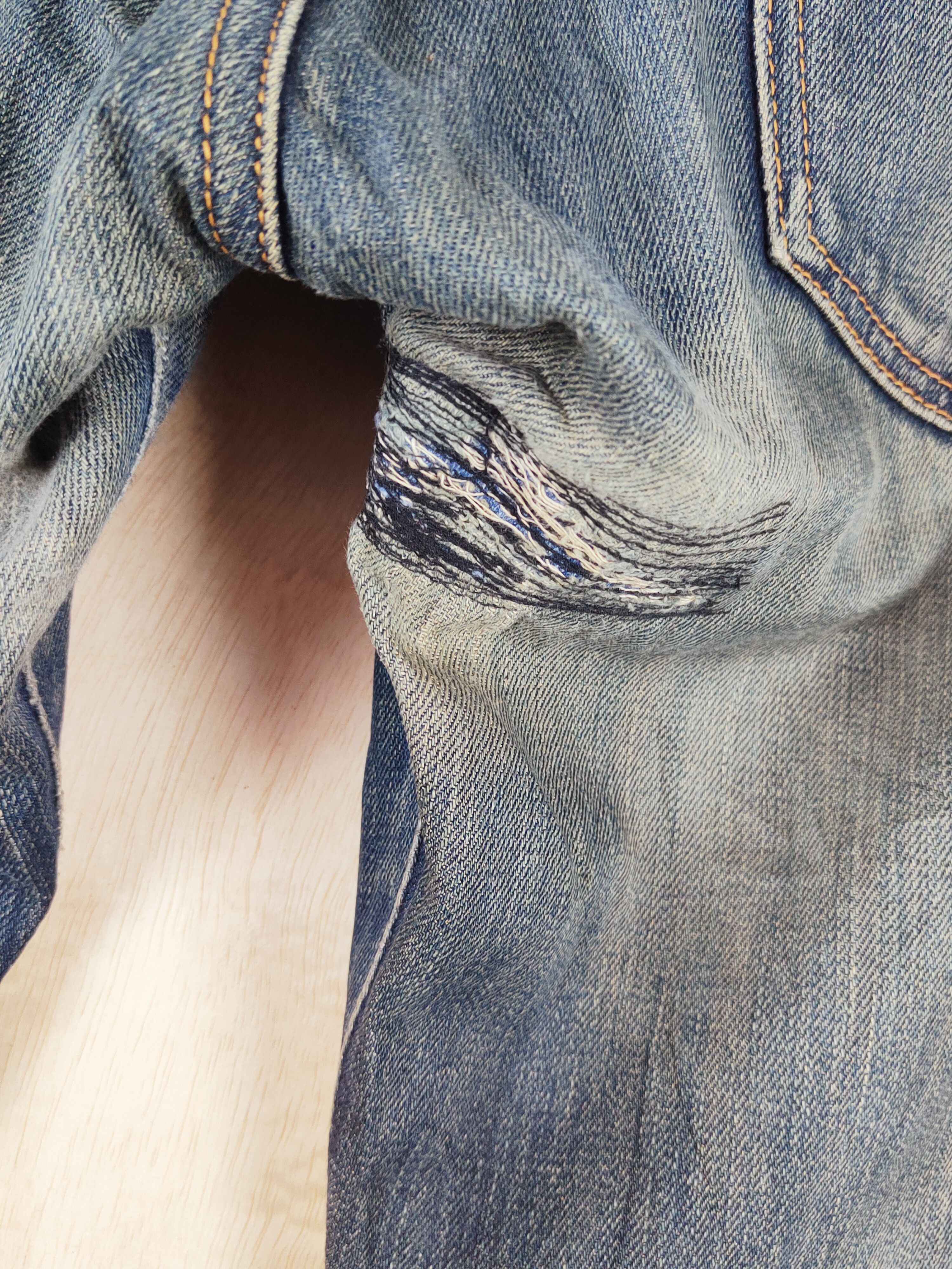 Levi's 505 Levi's Dark Blue Distressed Ripped Jeans #S2672 Size US 32 / EU 48 - 10 Thumbnail