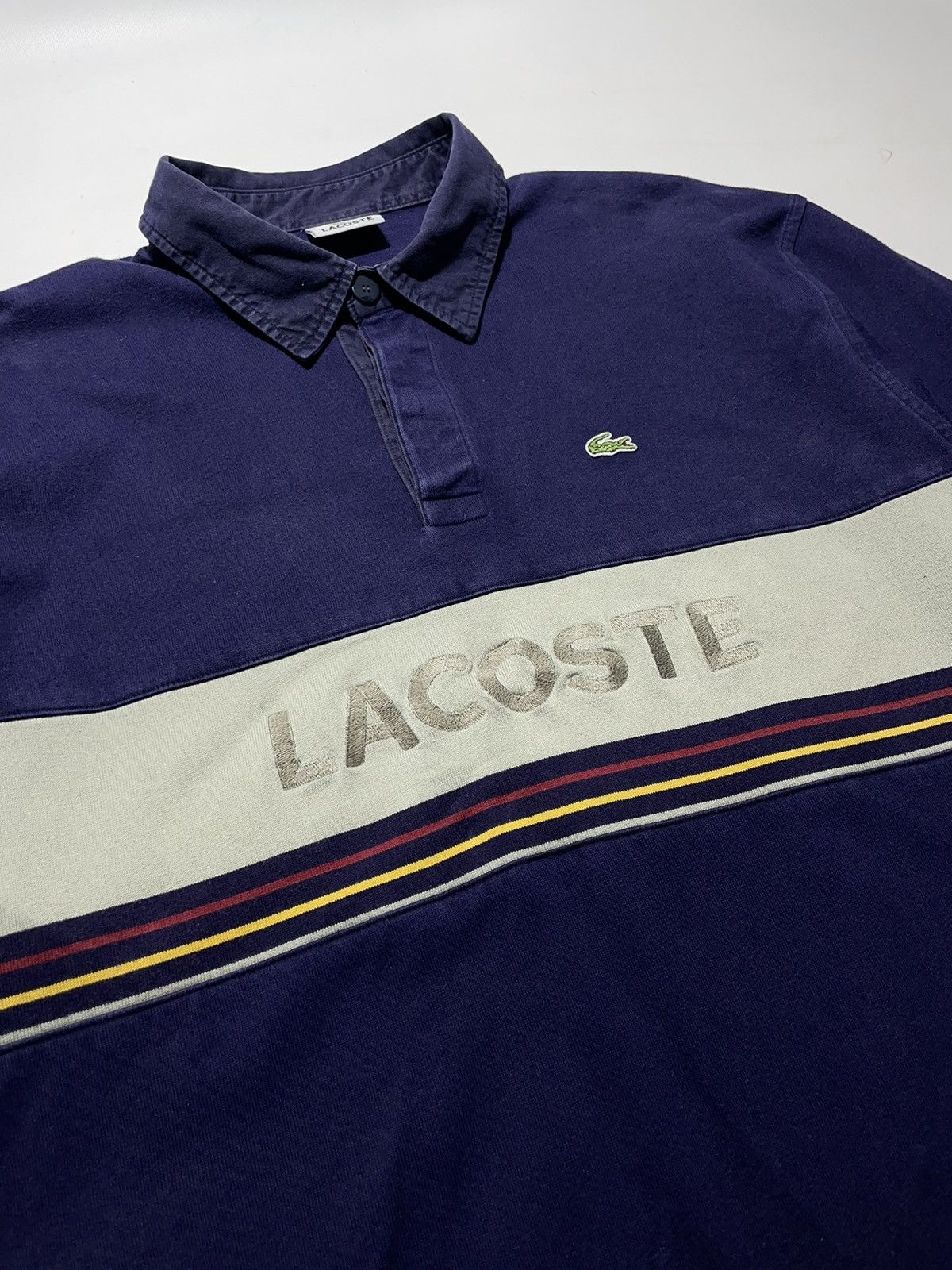 Lacoste Vintage Lacoste Big Logo Polo Longsleeve Size US XL / EU 56 / 4 - 3 Thumbnail