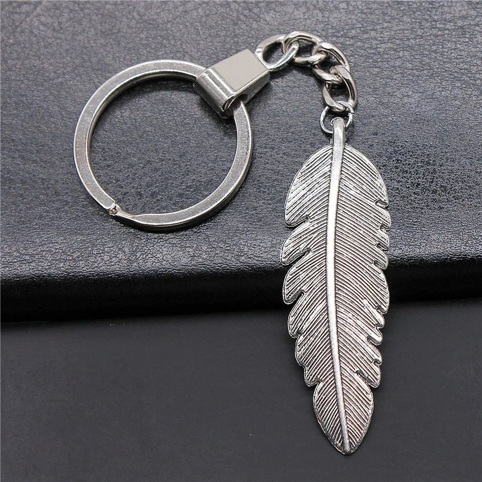 Vintage Retro Silver Feather Pendant Keychain Size ONE SIZE - 2 Thumbnail