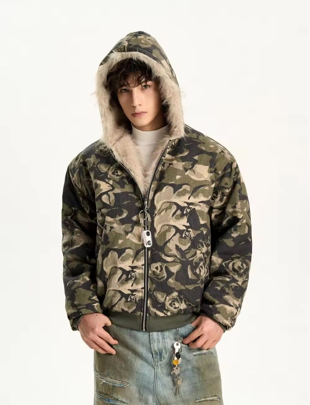 Japanese Brand × Vintage Camo Fur Collar Jacket Hoodie Size US XL / EU 56 / 4 - 4 Thumbnail