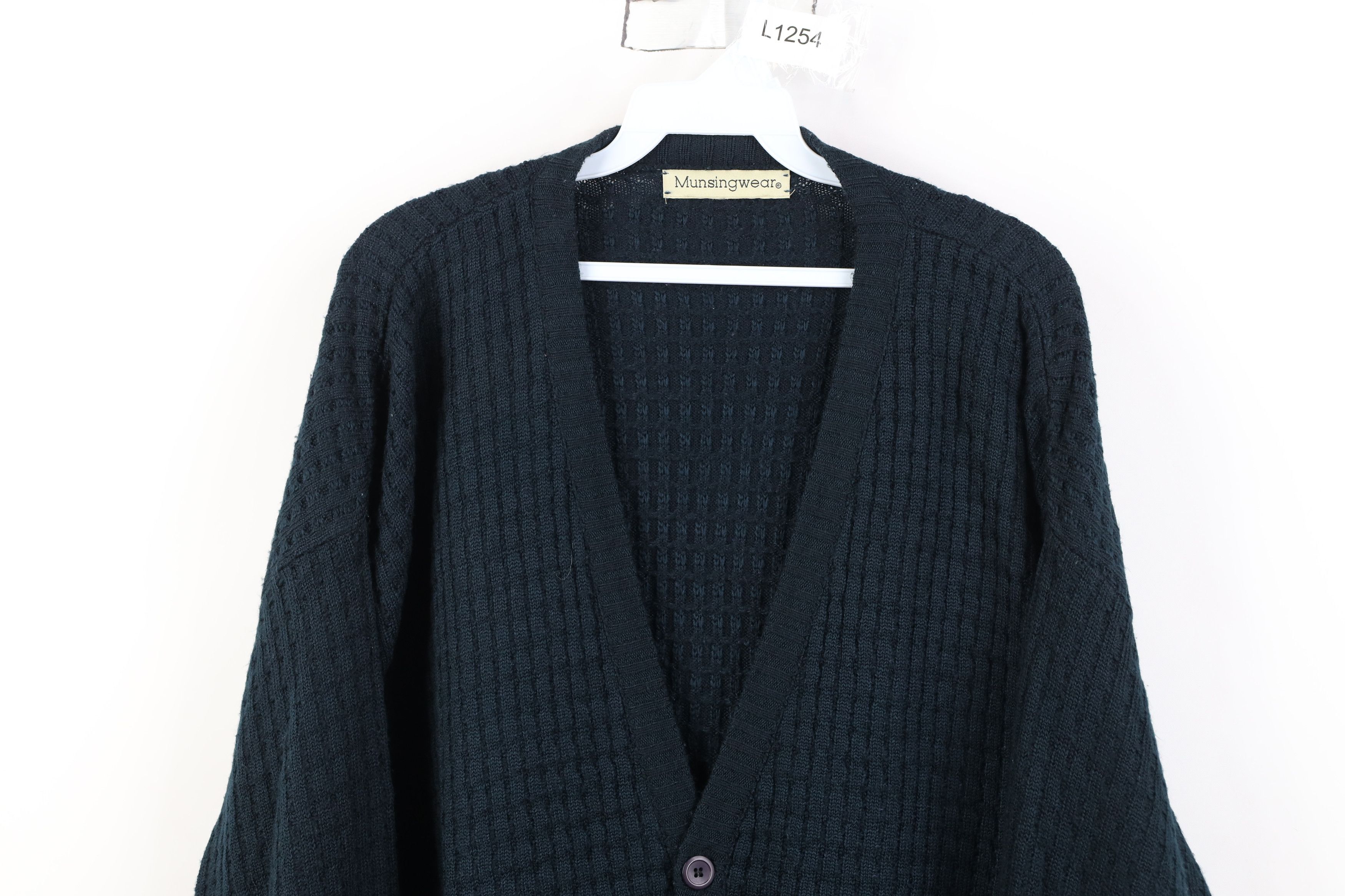 Vintage Vintage 90s Streetwear Blank Thermal Knit Cardigan Sweater Size US XL / EU 56 / 4 - 2 Thumbnail