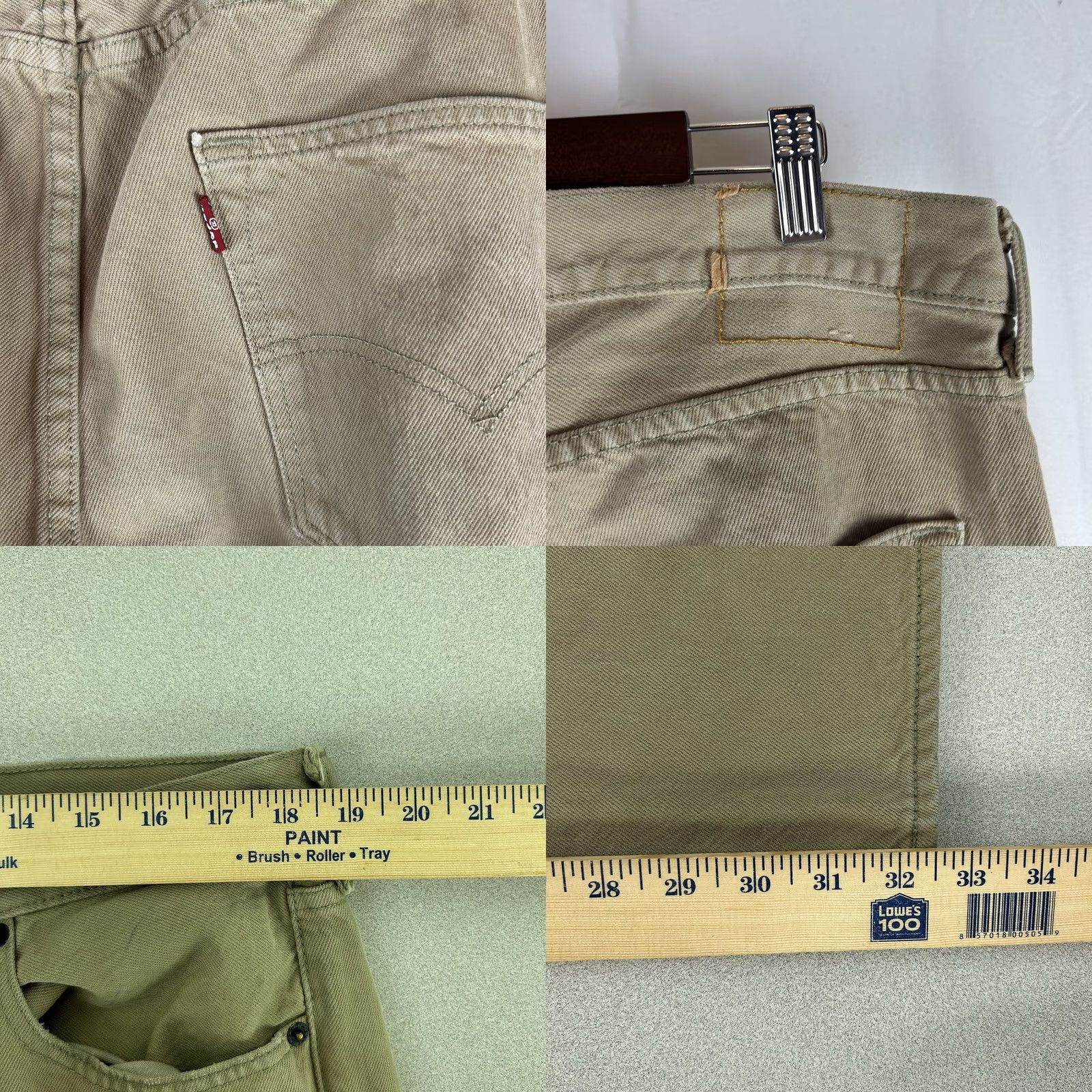 Levi's Levi's 501 Jeans Mens Regular 36x32 Straight Denim Button Fly Khaki 5-Pocket USA Cowboy 90s Vintage No Size US 36 / EU 52 - 9 Thumbnail