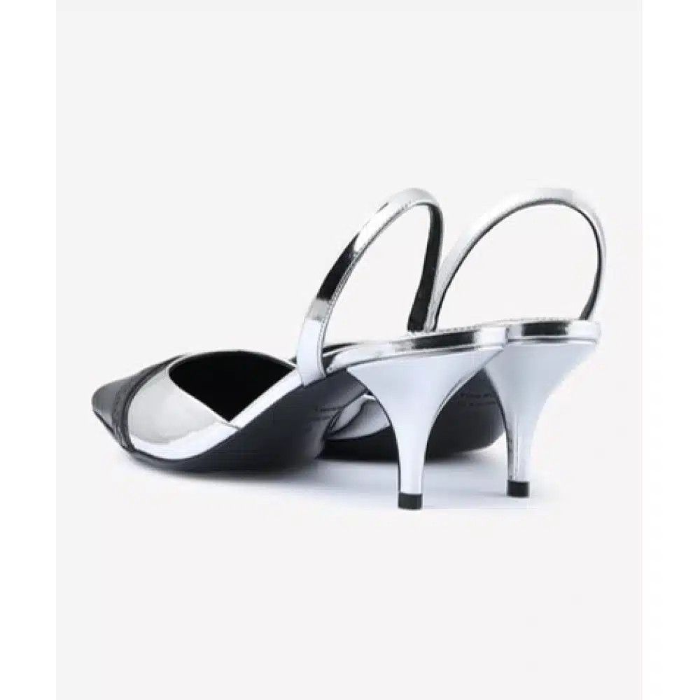 Tom Ford o1loc1c1124 W3032N Kitten Heel Slingback in Silver Black Size US 6.5 / IT 36.5 - 3 Thumbnail