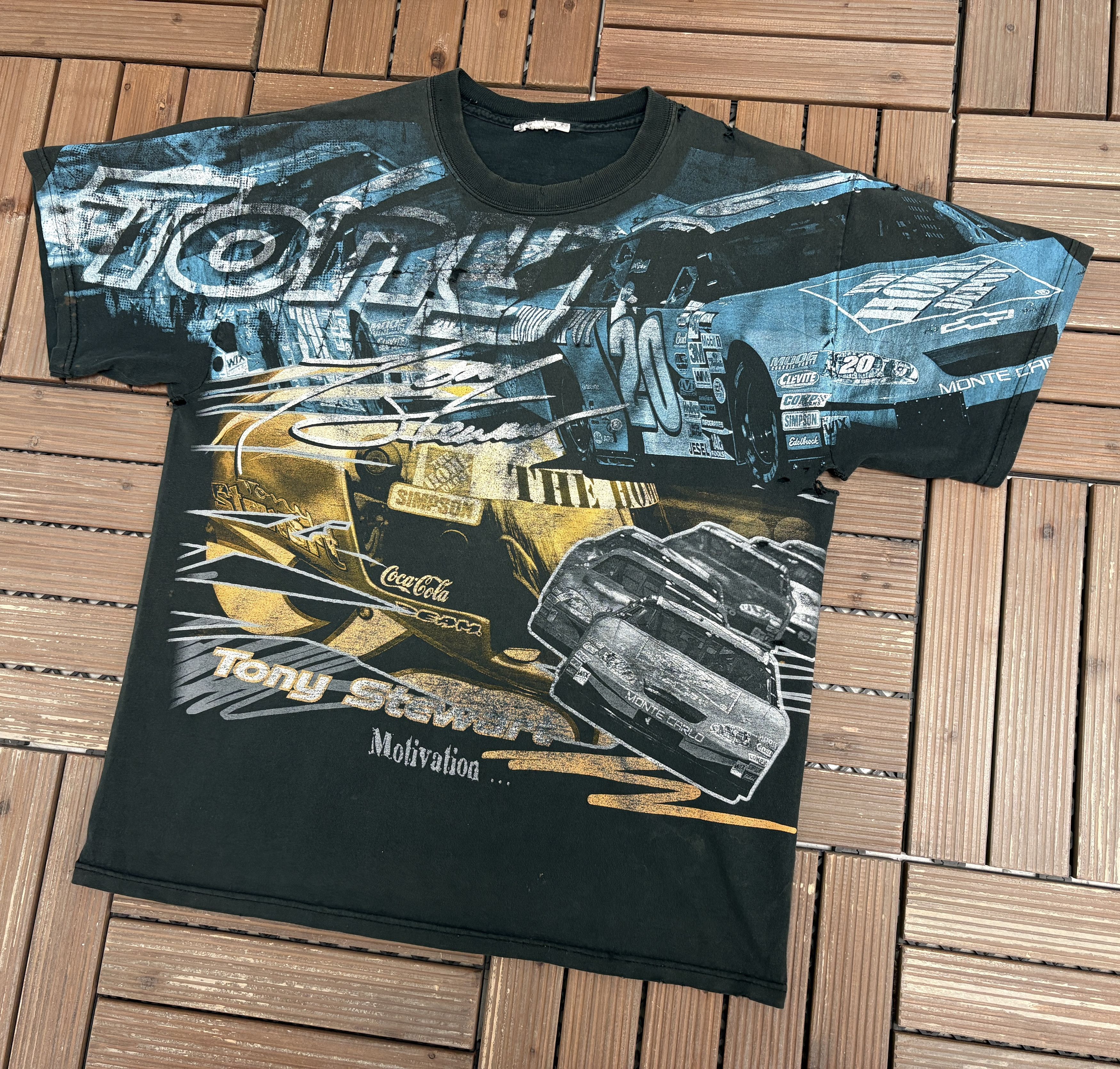 Vintage Tony Stewart Motivation... Vintage AOP NASCAR T-Shirt Tee Size US L / EU 52-54 / 3 - 2 Thumbnail