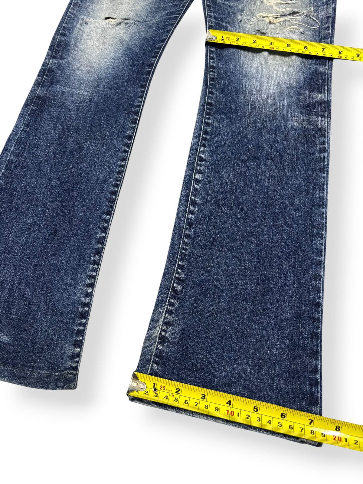 Tornado Mart Vintage Tornado Mart Whiskers Faded Wash Distressed Jeans Size US 33 - 13 Thumbnail
